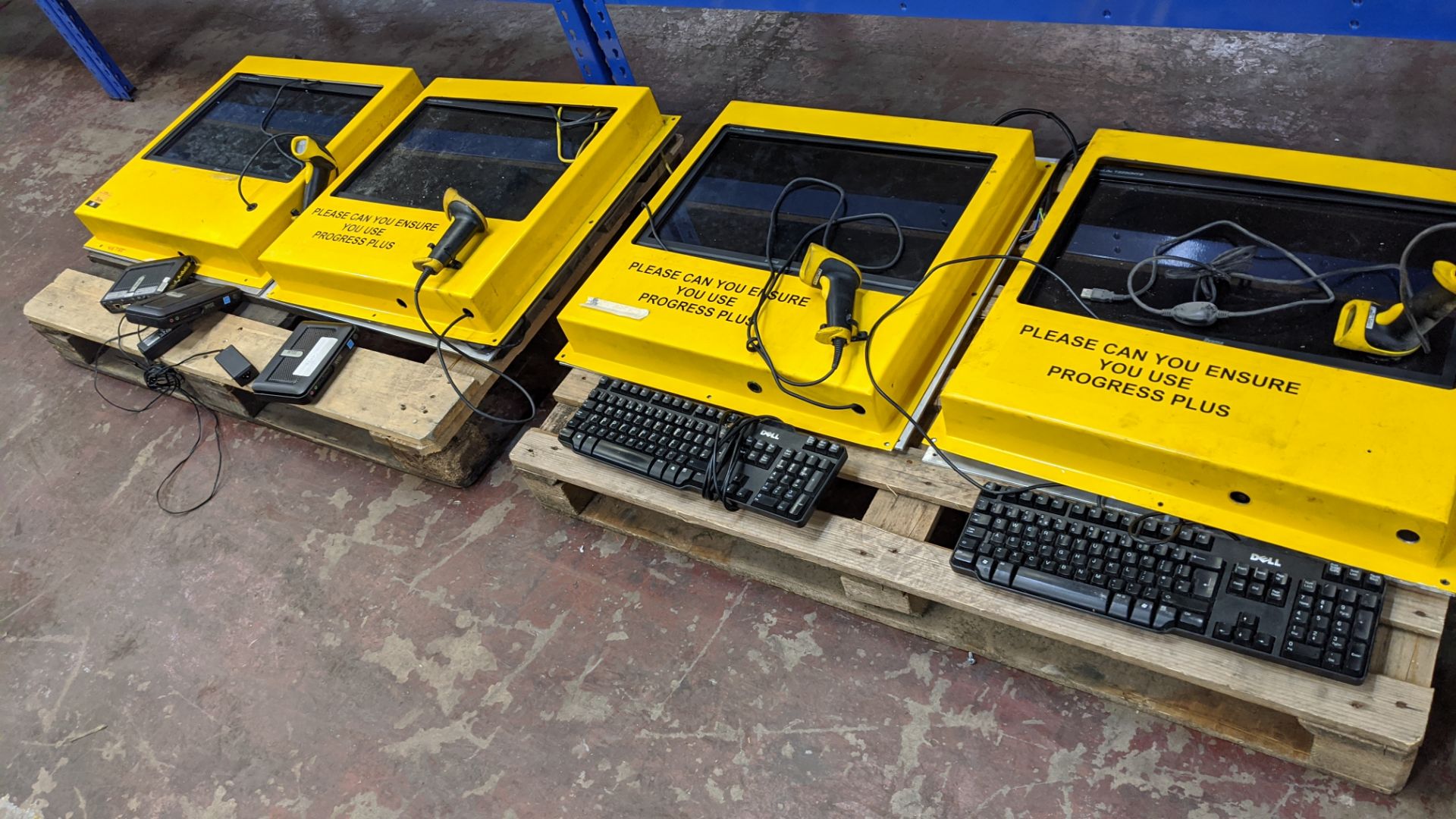 4 off Wyse wall-mountable factory terminal systems, each comprising large yellow casing, hand-held b - Image 13 of 13