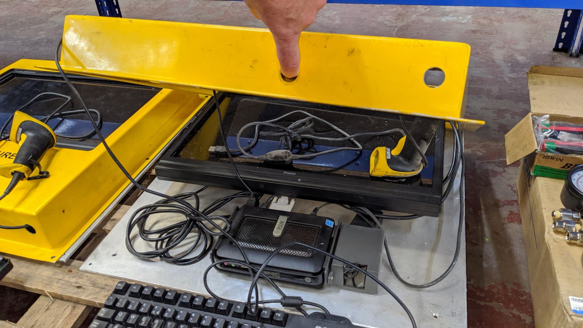 4 off Wyse wall-mountable factory terminal systems, each comprising large yellow casing, hand-held b - Image 12 of 13