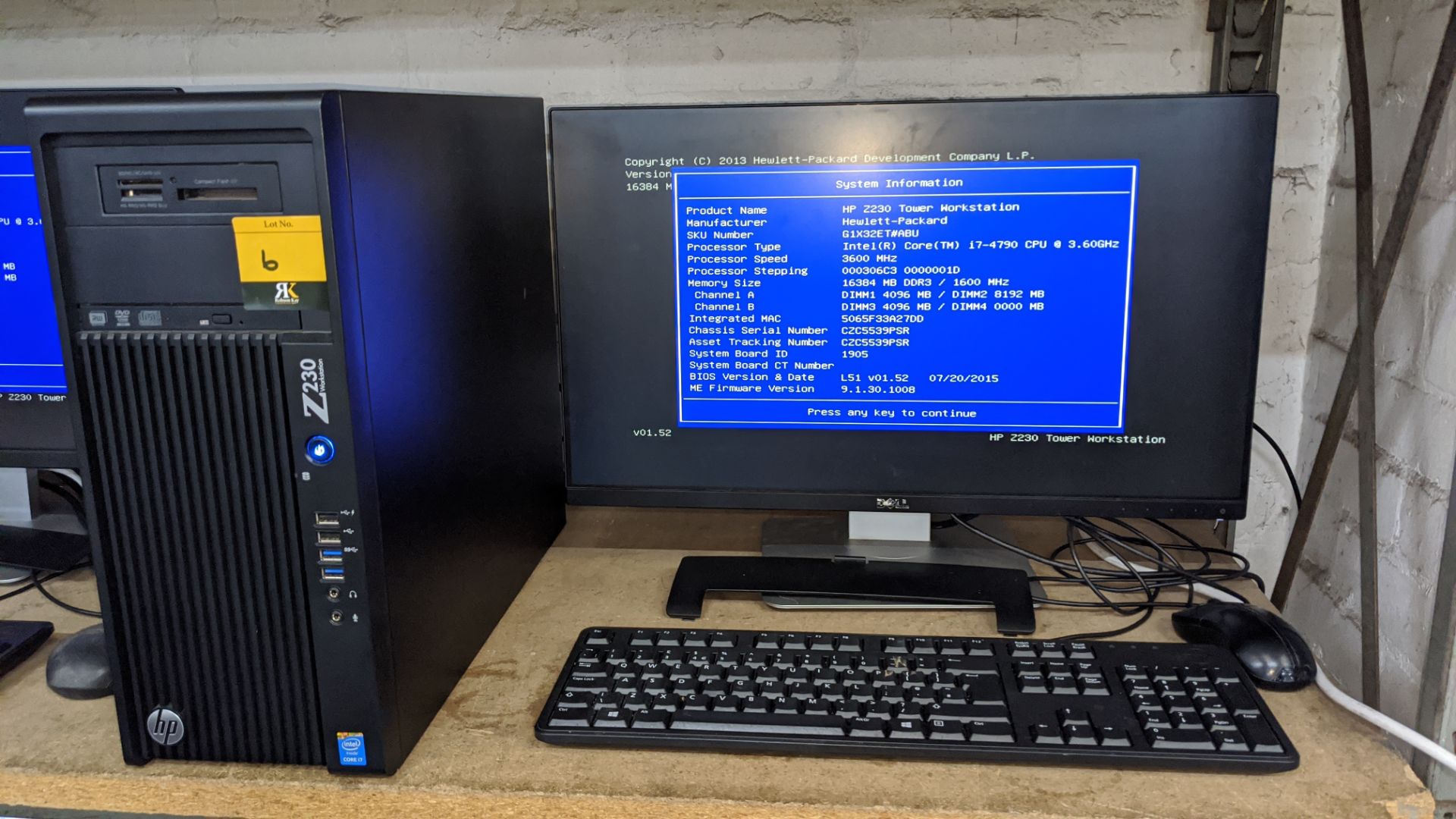 HP Z230 workstation with Intel Core i7-4790, 16Gb RAM, 250Gb SSD drive, 1Tb HDD drive, DVD RW drive, - Image 2 of 5