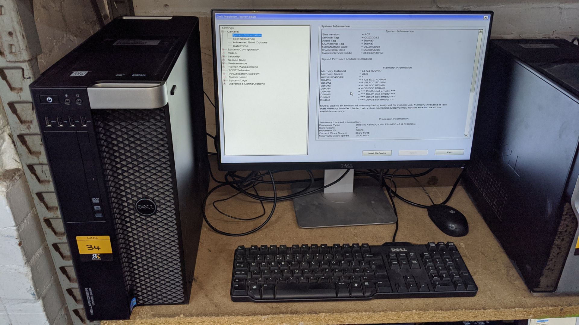 Dell Precision tower 5810 computer with Intel Xeon E5-1650 V3 processor, 16Gb RAM, 256Gb SSD etc, in - Image 2 of 5