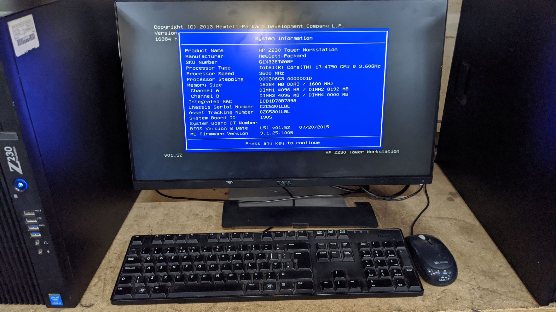 HP Z230 tower computer with Intel Core i7-4790 processor, 16Gb RAM, 256Gb SSD, 1Tb HDD etc. includes - Image 4 of 5