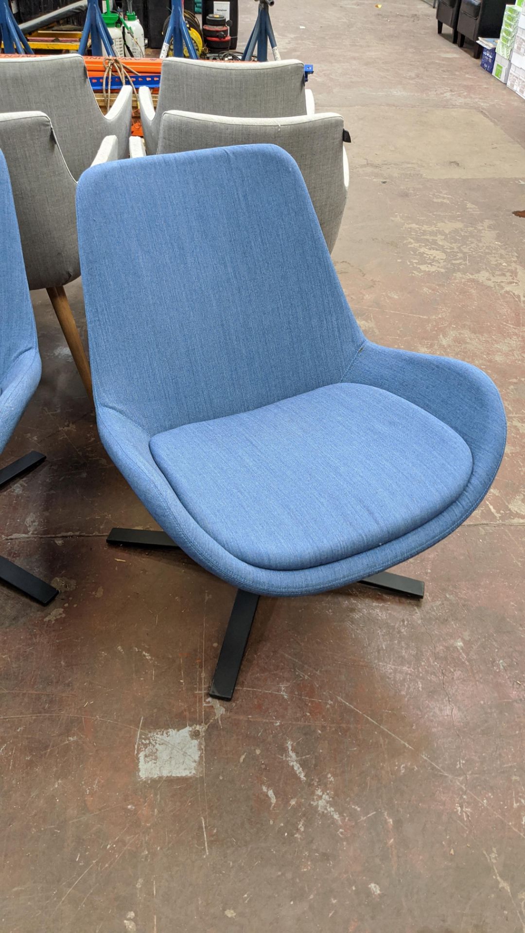 Pair of blue fabric upholstered swivel chairs NB. The fabric appears to match that used for lots 29 - Image 4 of 7