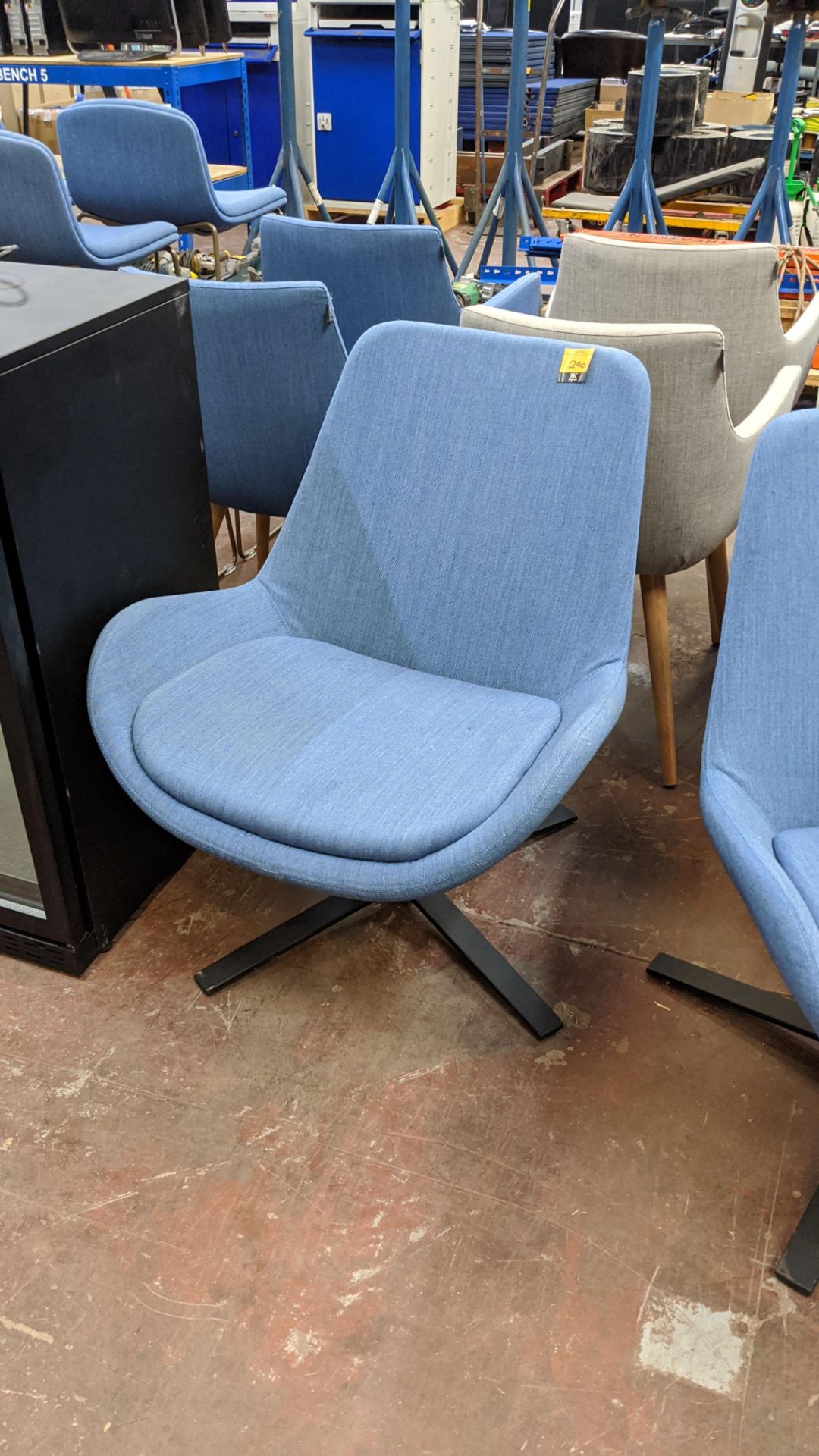 Pair of blue fabric upholstered swivel chairs NB. The fabric appears to match that used for lots 29 - Image 3 of 7