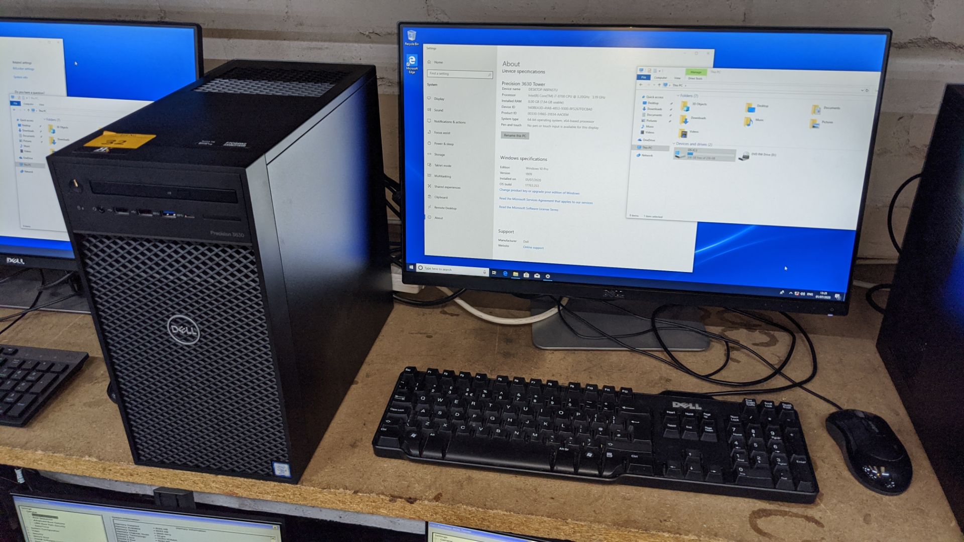 Dell Precision tower 3630 computer with Intel Core i7-8700 processor, 8Gb RAM, 256Gb SSD etc. includ