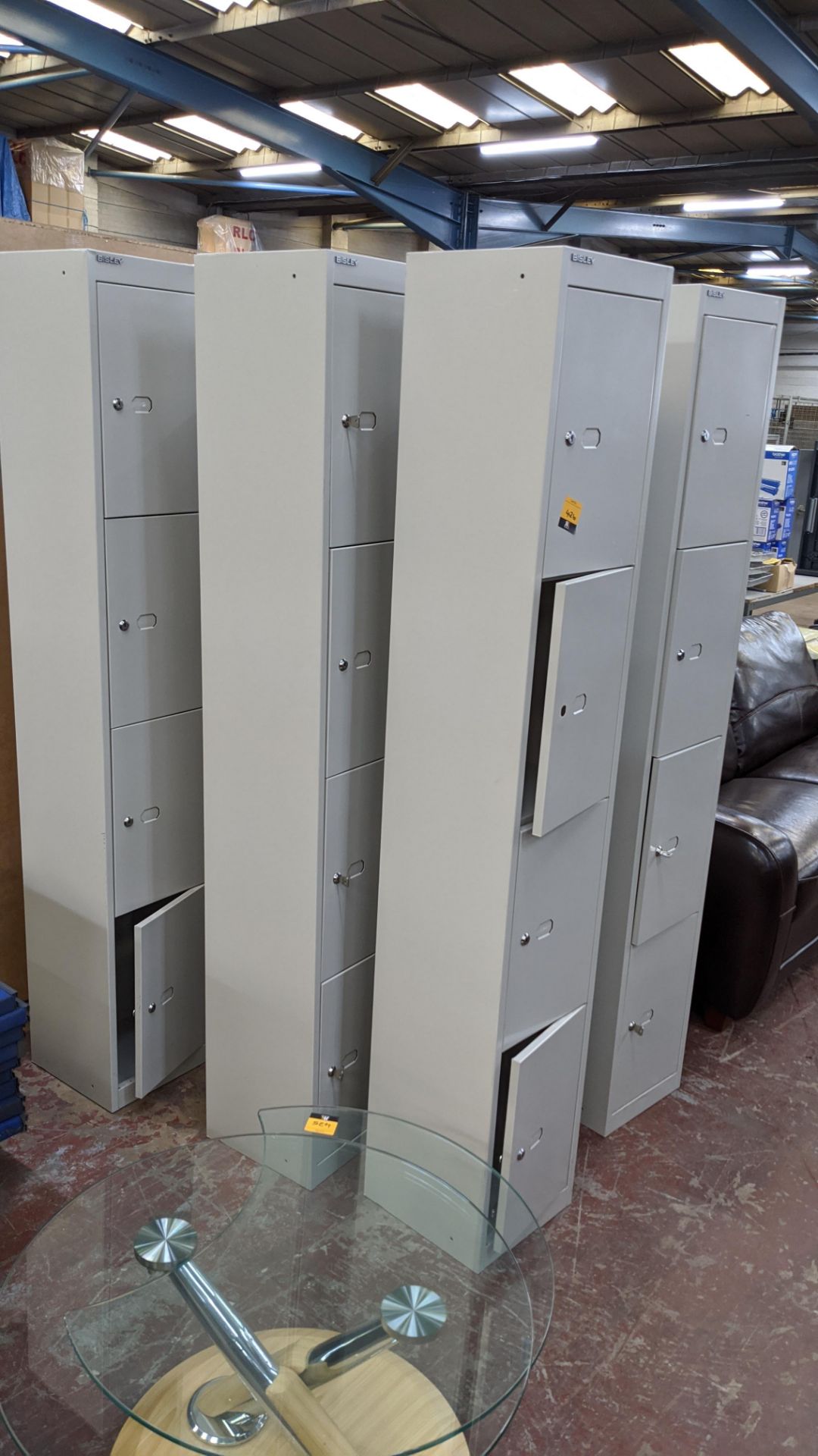 6 off Bisley 4-bay staff locker units i.e. 6 columns, with each column incorporating 4 individual lo - Image 3 of 6