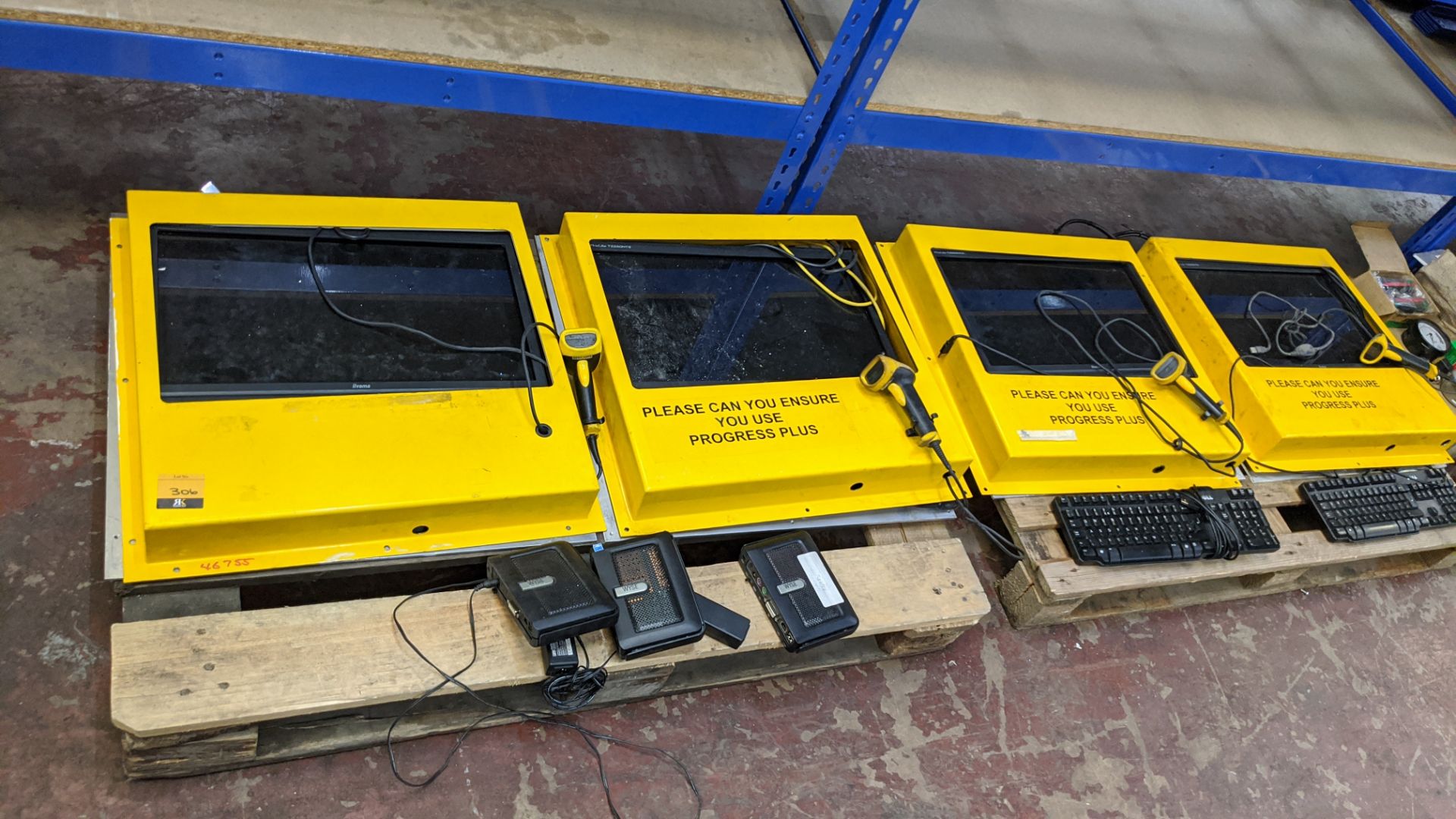 4 off Wyse wall-mountable factory terminal systems, each comprising large yellow casing, hand-held b - Image 2 of 13