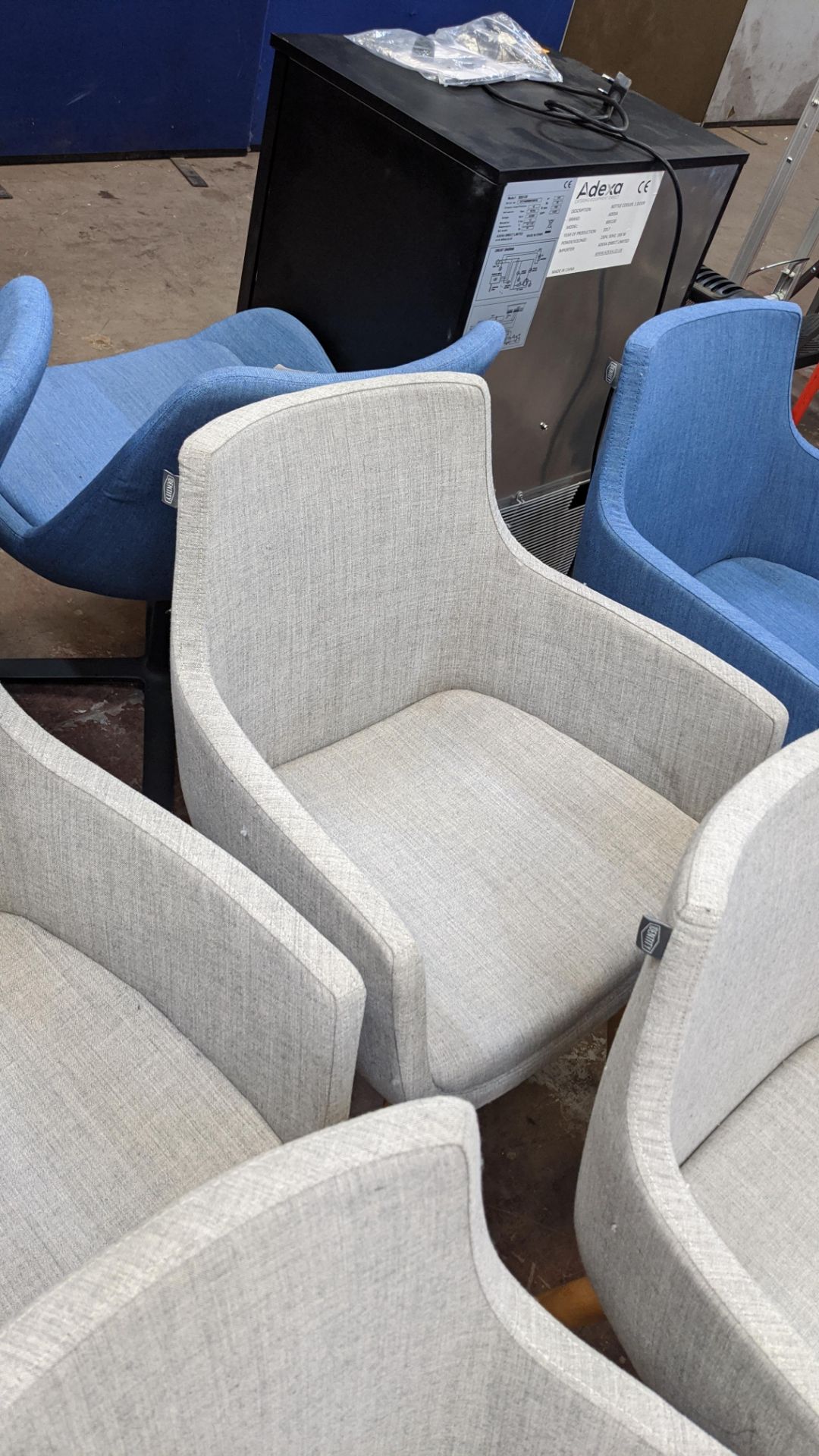 4 off Identity pale grey upholstered armchairs on wooden legs NB. The chair designs for lot 291 & 2 - Image 6 of 7