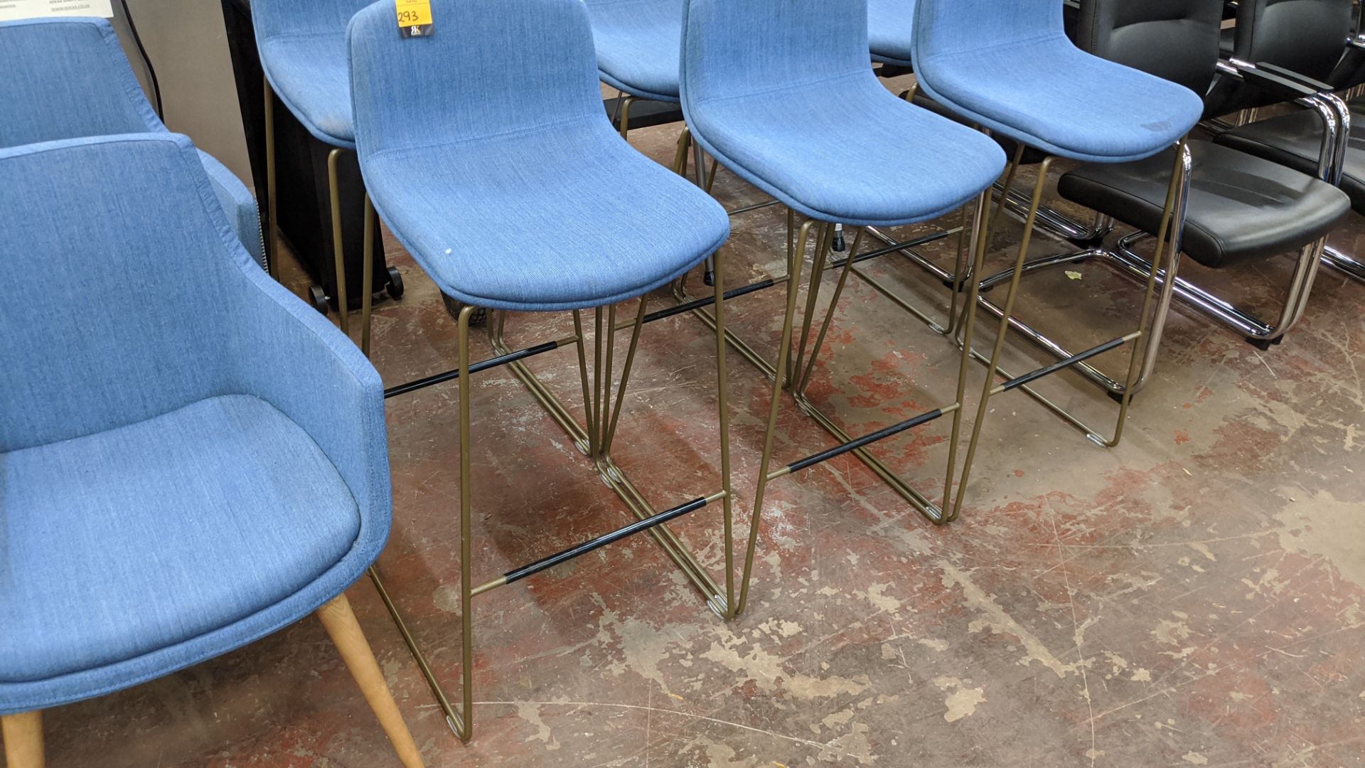 6 off blue upholstered tall barstools/chairs. NB1. The fabric appears to match that used for lots 2 - Image 2 of 7