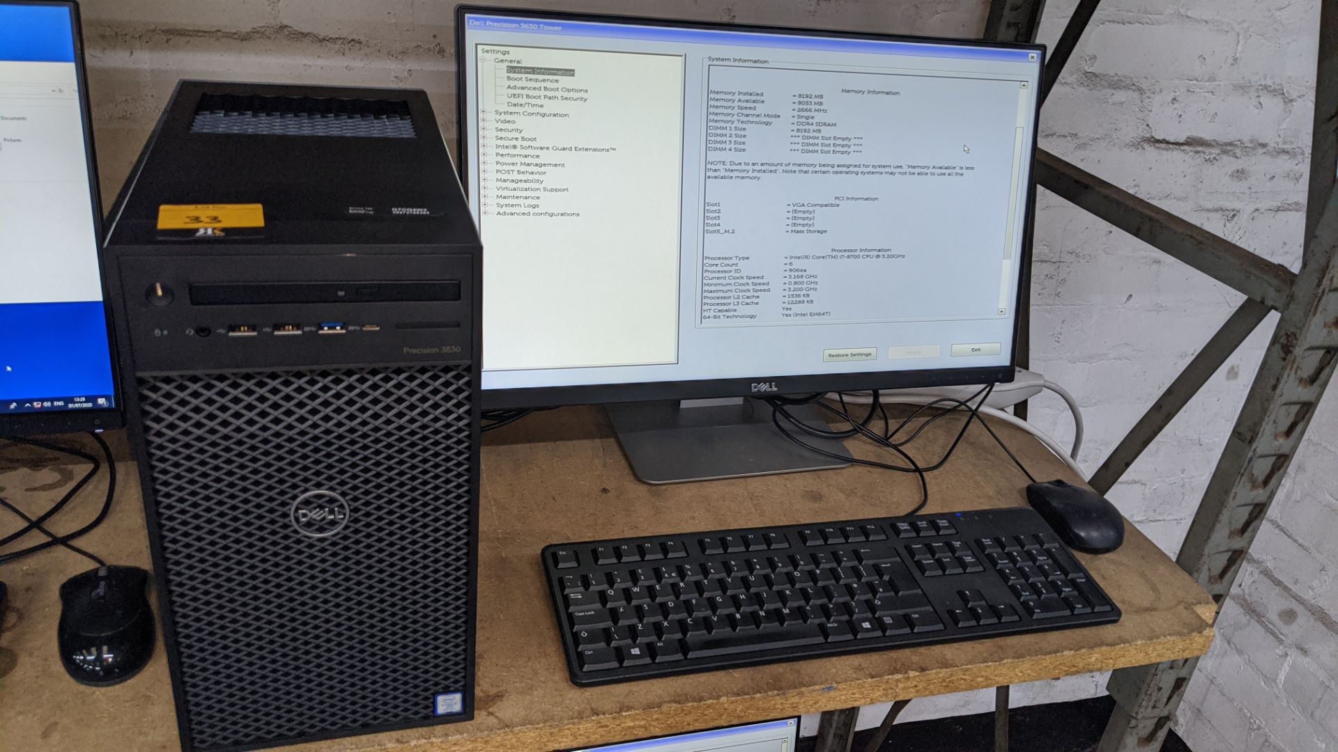 Dell Precision tower 3630 computer with Intel Core i7-8700 processor, 8Gb RAM, 256Gb SSD etc. includ