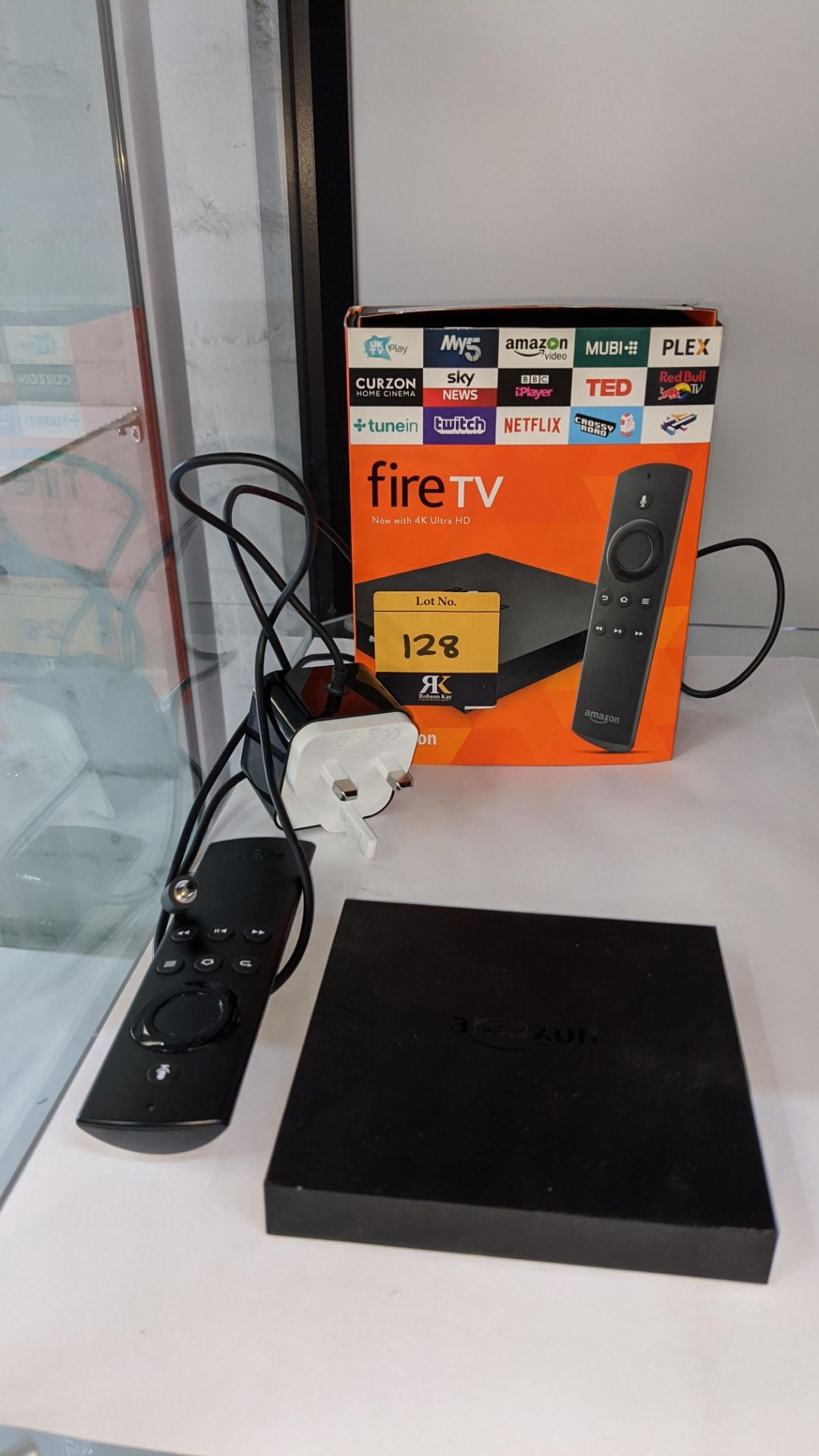 Amazon 4K Ultra HD Fire TV including power pack, remote control & box