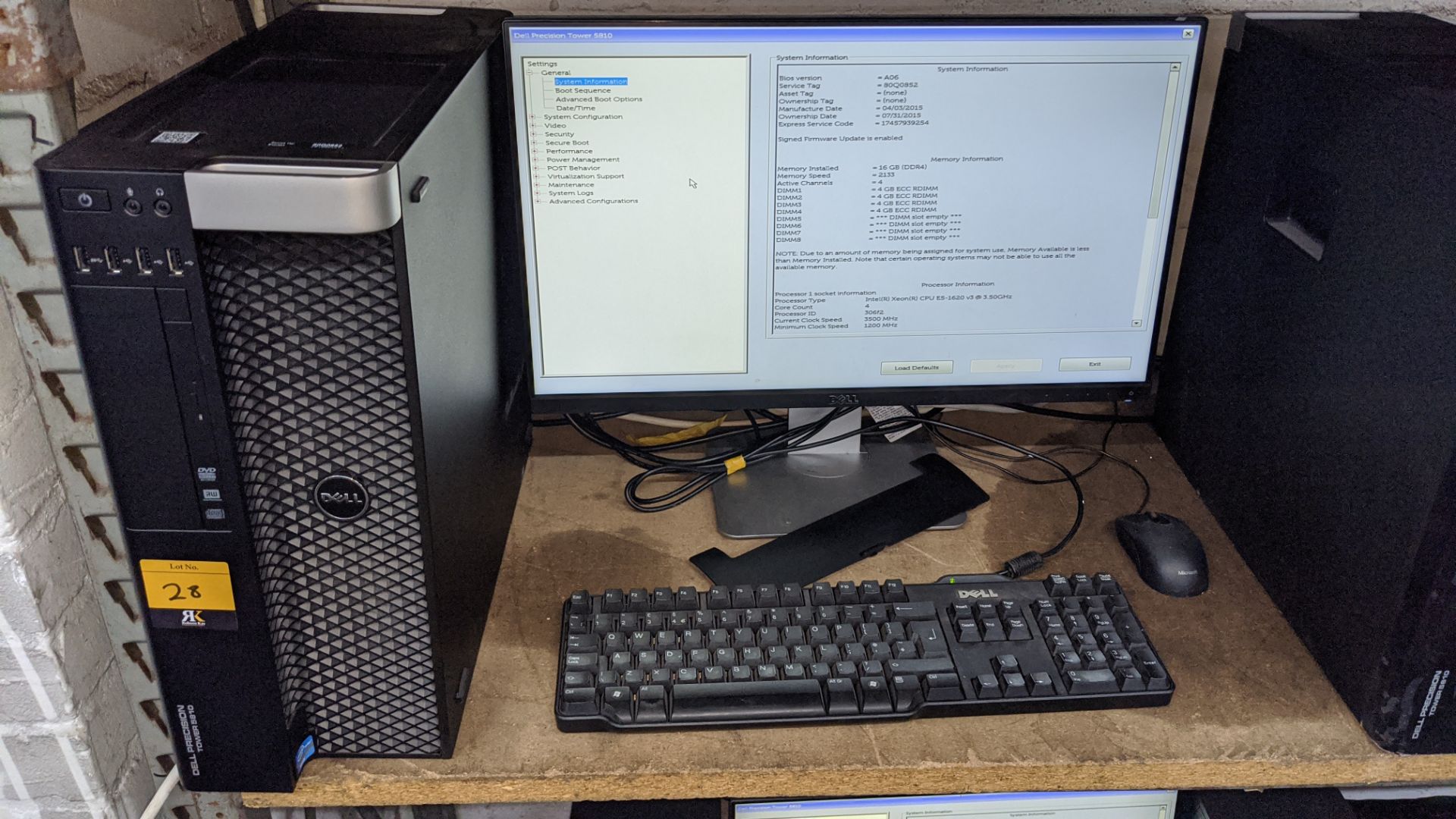 Dell Precision tower 5810 computer with Intel Xeon E5-1620 V3 processor, 16Gb RAM, 256Gb SSD etc. in - Image 2 of 5