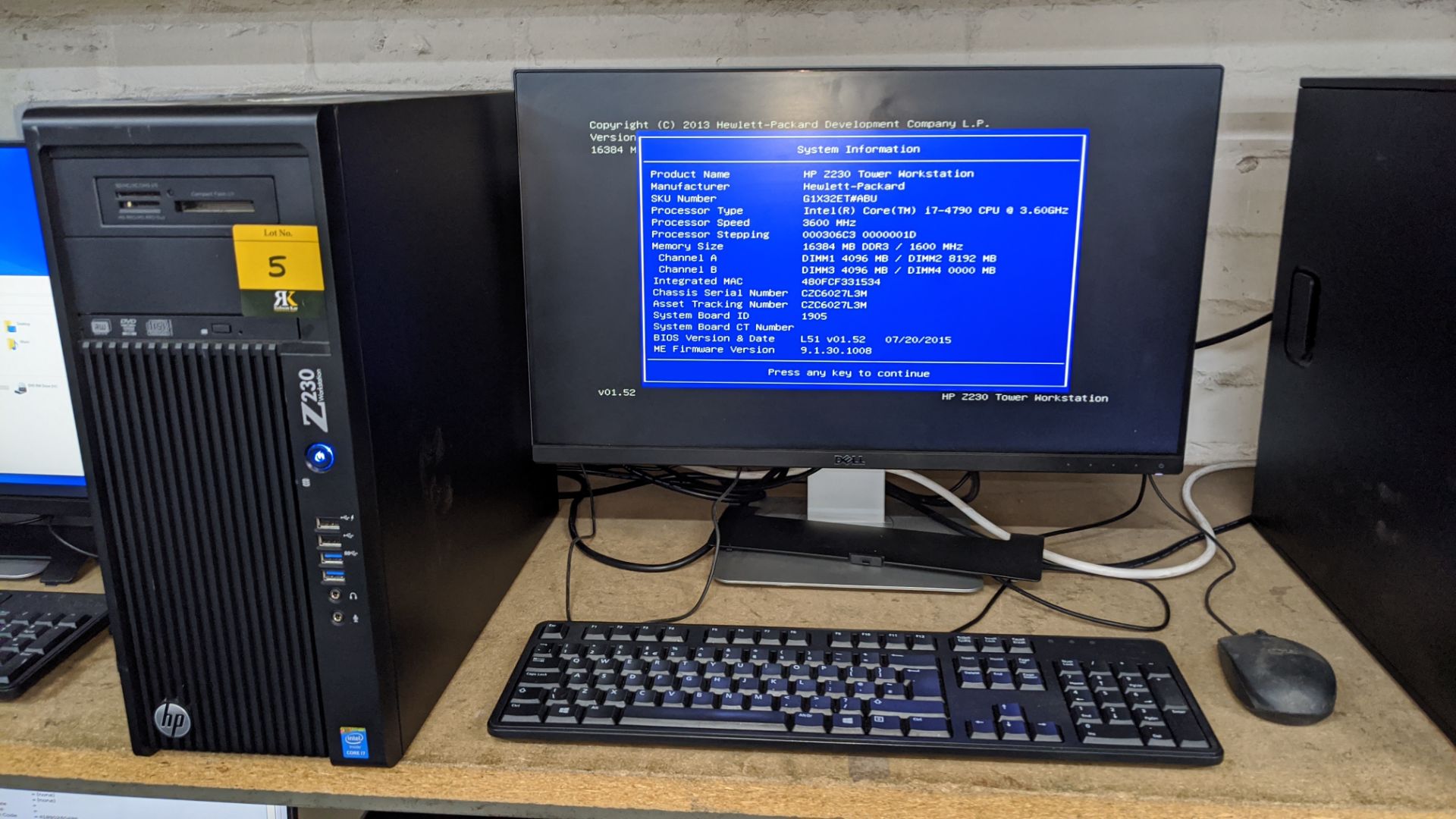 HP Z230 workstation with Intel Core i7-4790, 16Gb RAM, 250Gb SSD drive, 1Tb HDD drive, DVD RW drive, - Image 2 of 5