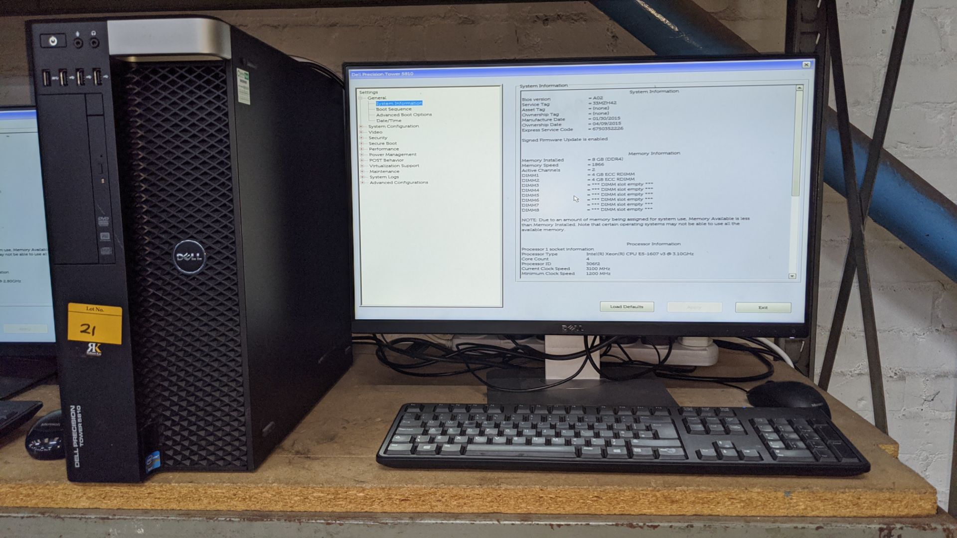 Dell Precision tower 5810 computer with Intel Xeon E5-1607 V3 processor, 8Gb RAM, 256Gb SSD etc. inc