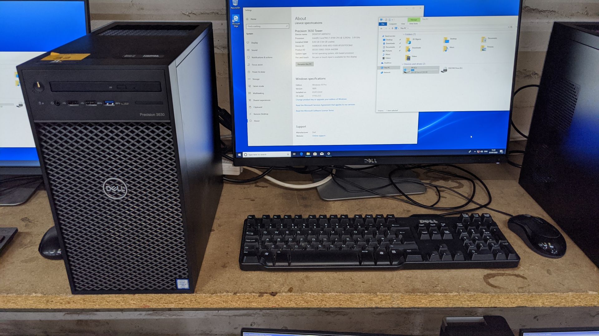 Dell Precision tower 3630 computer with Intel Core i7-8700 processor, 8Gb RAM, 256Gb SSD etc. includ - Image 2 of 5