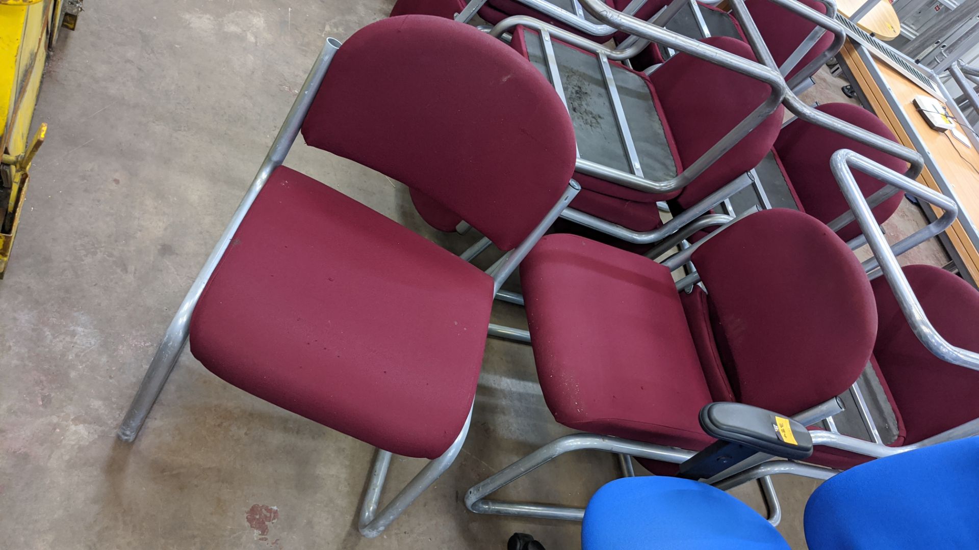 8 off matching burgundy upholstered chairs on grey/silver painted cantilever frame bases NB. The cha - Image 6 of 6