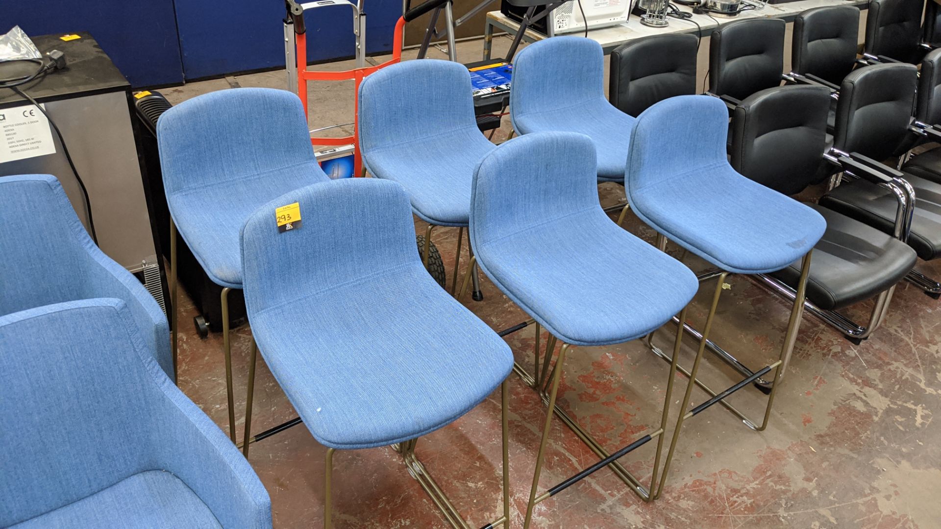 6 off blue upholstered tall barstools/chairs. NB1. The fabric appears to match that used for lots 2 - Image 3 of 7