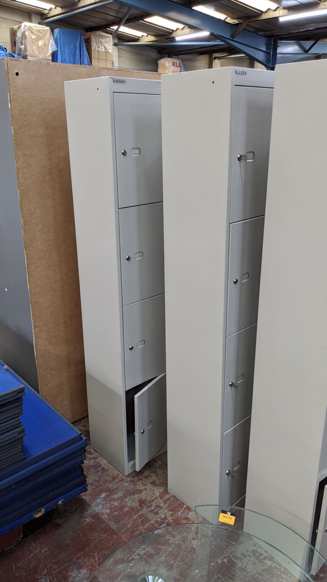 6 off Bisley 4-bay staff locker units i.e. 6 columns, with each column incorporating 4 individual lo - Image 2 of 6