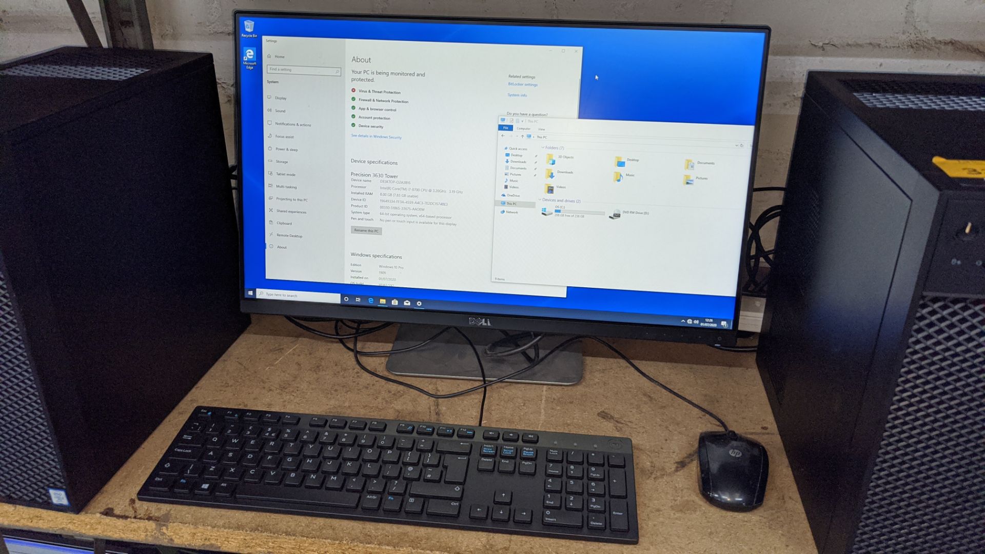 Dell Precision tower 3630 computer with Intel Core i7-8700 processor, 8Gb RAM, 256Gb SSD etc. includ - Image 4 of 5