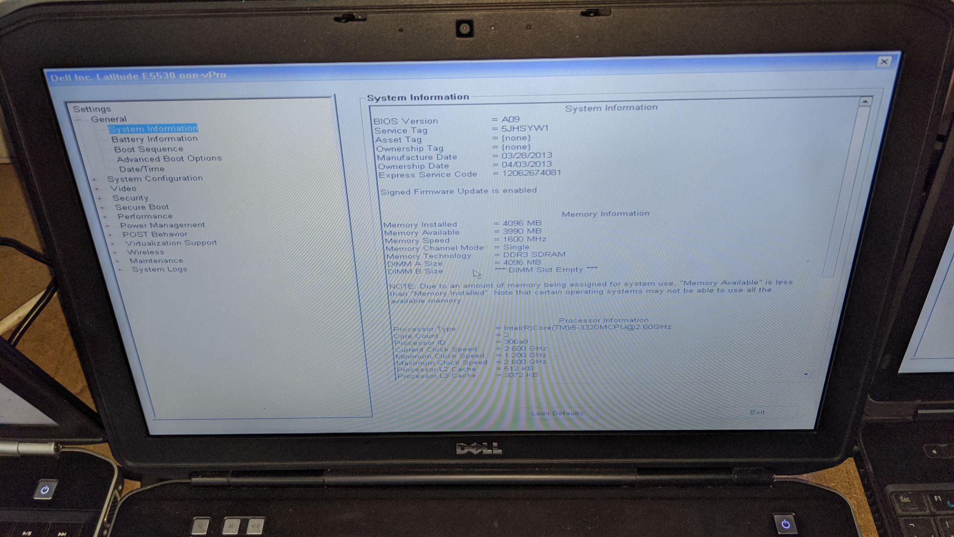 Dell Latitude E5530 notebook computer with Intel Core i5-3320 processor, 4Gb RAM, 500Gb hard drive, - Image 5 of 7