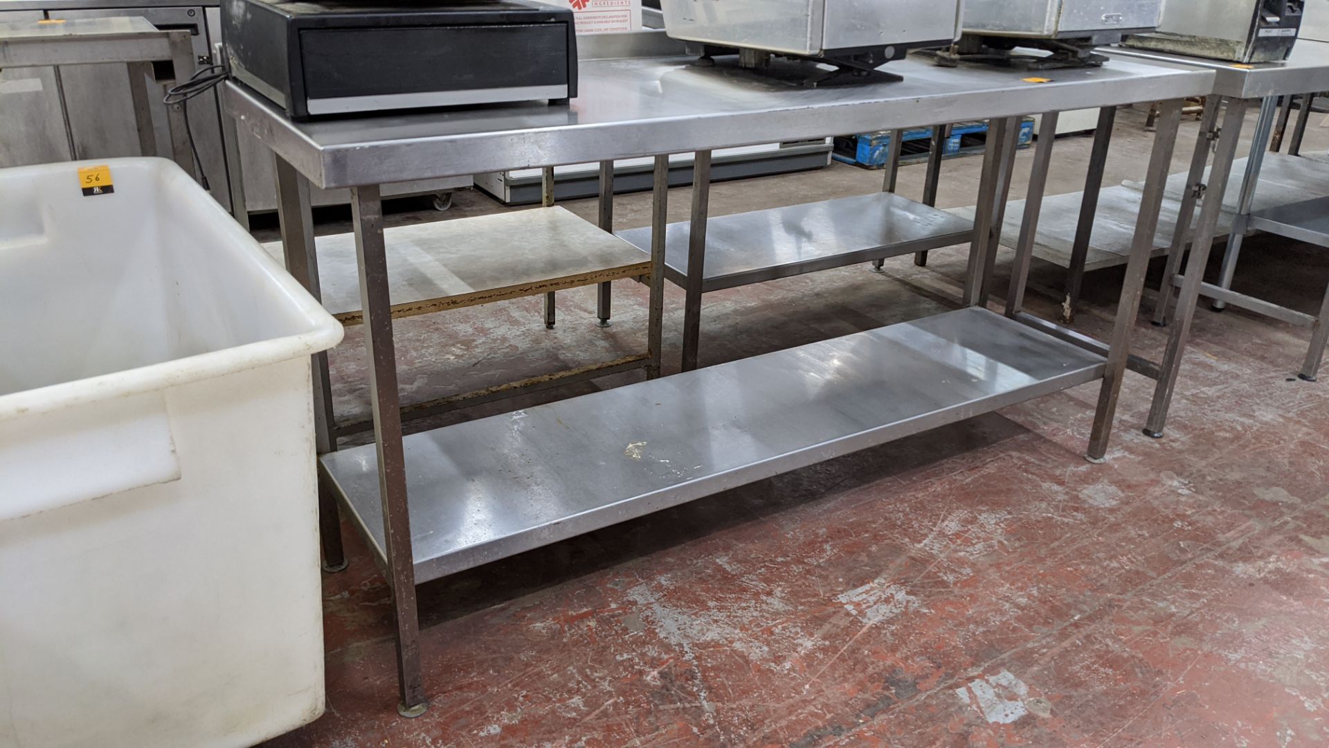 Stainless steel twin tier table, table top measuring approximately 1795mm x 600mm - Image 3 of 3