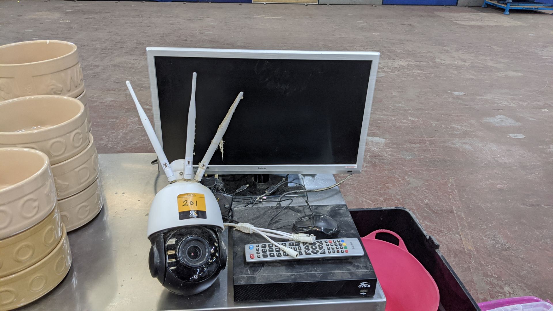Oyn-X CCTV equipment comprising hard drive recorder, movable camera & monitor