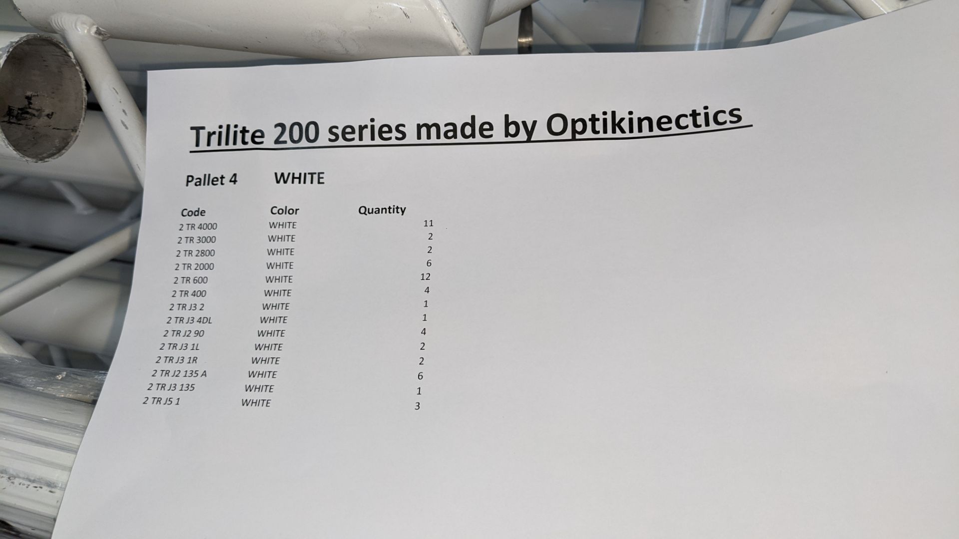 Optikinetics Trilite 200 Series Truss in white, comprising the following: 11 off 2TR4000, 2 off 2T - Image 6 of 12