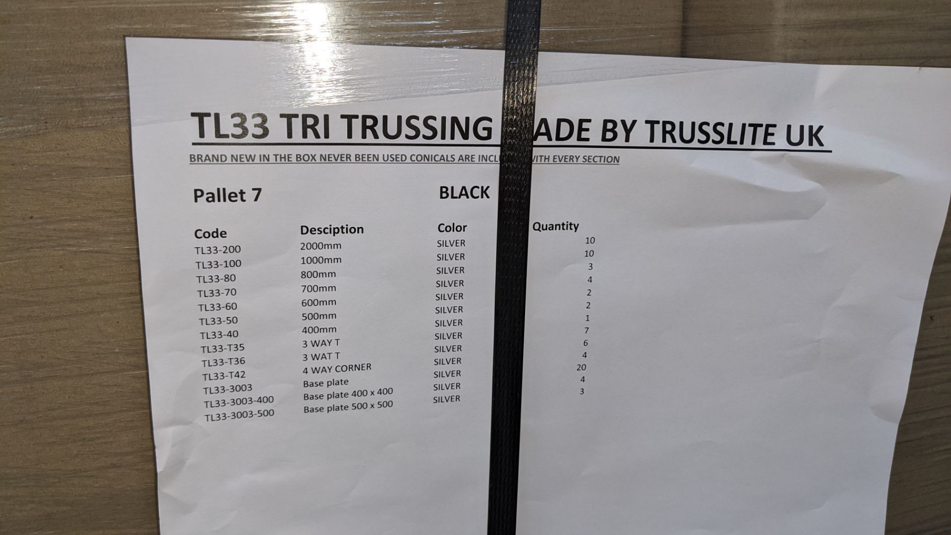 Trusslite TL33 TRI trussing in silver, comprising the following: 10 off 2000mm TL33-200, 10 off 100 - Image 5 of 11