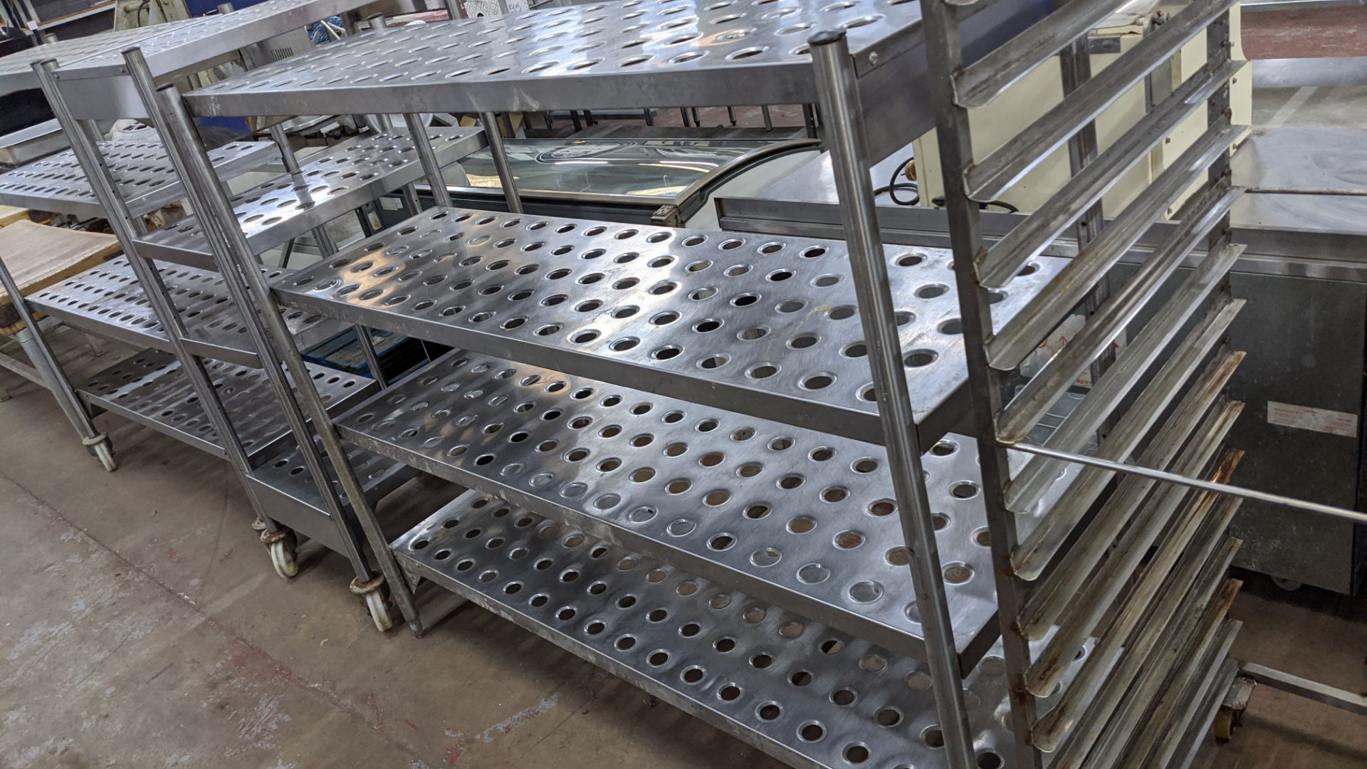 3 heavy-duty racks, used in the cold store, 2 being wide 4-tier racks (1 being 1500mm x 600mm & 1 be - Image 6 of 10