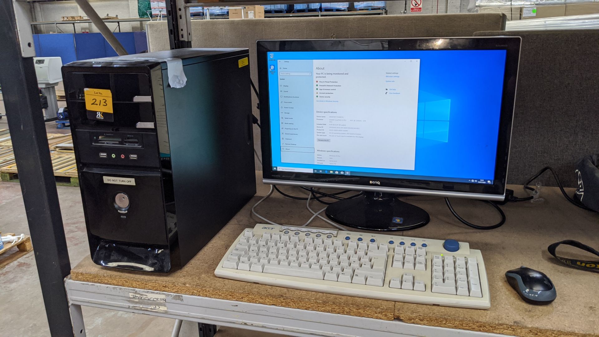 Desktop computer with i5 3.2GHz processor, 6Gb RAM & 2 off 1Tb hard drives. This lot includes a key