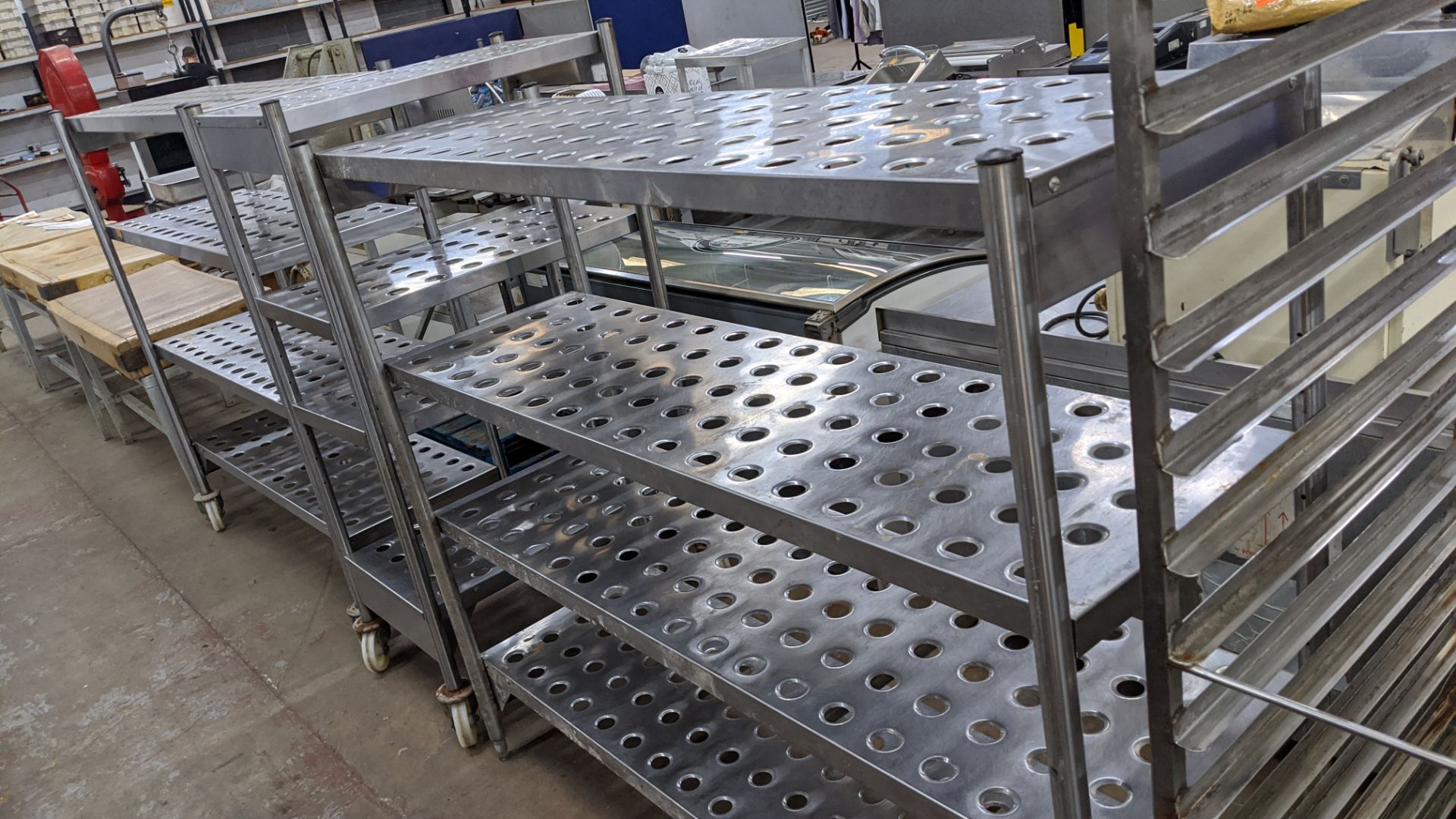 3 heavy-duty racks, used in the cold store, 2 being wide 4-tier racks (1 being 1500mm x 600mm & 1 be - Image 5 of 10