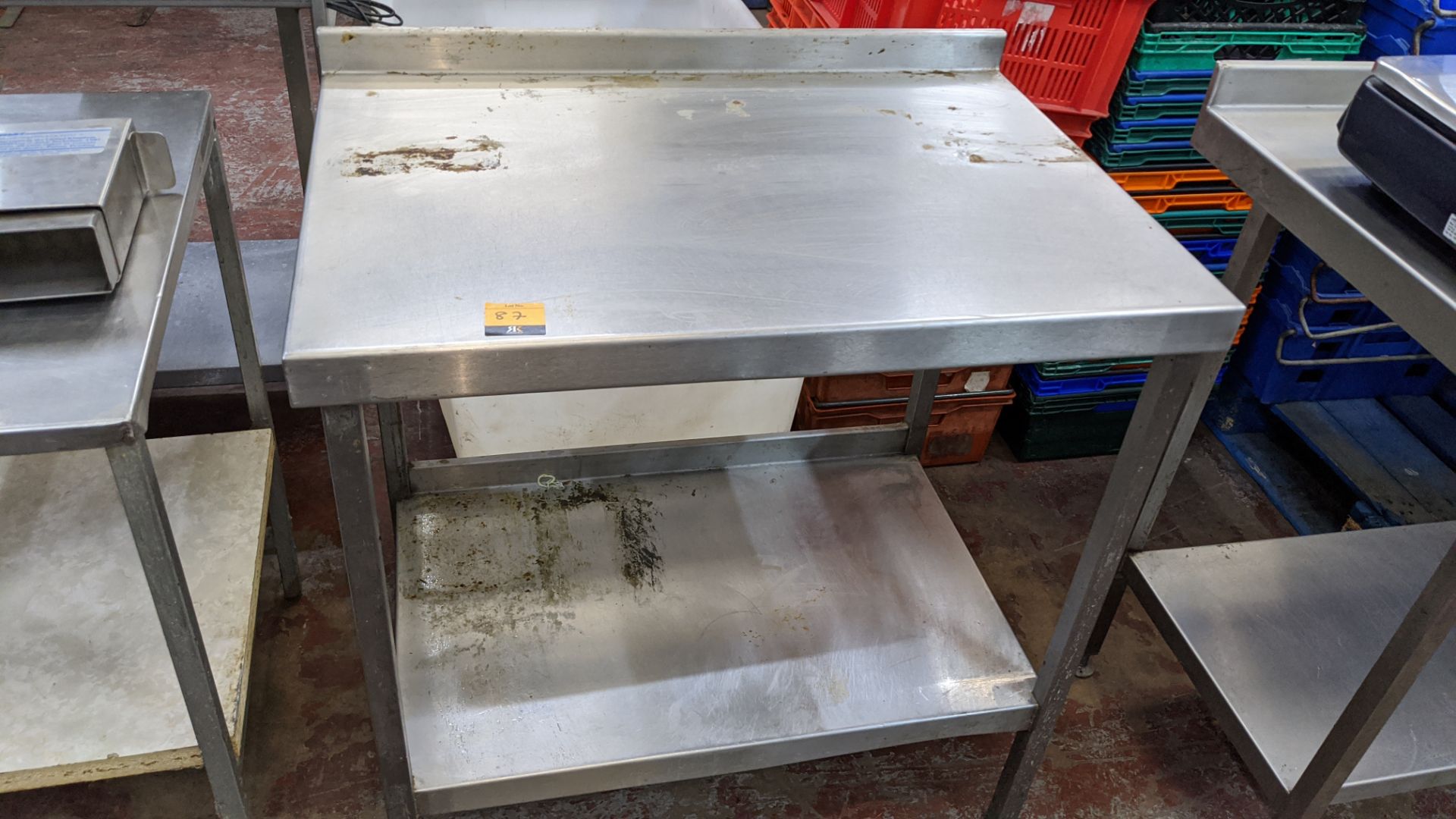 Stainless steel twin tier table with dimensions of 860mm x 600mm