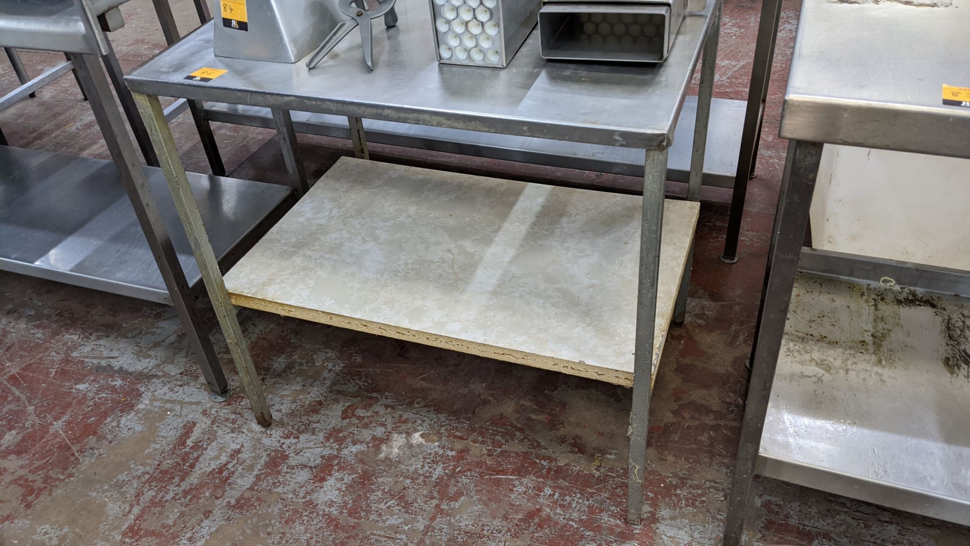 Stainless steel twin tier table with dimensions of 845mm x 615mm - Image 3 of 3