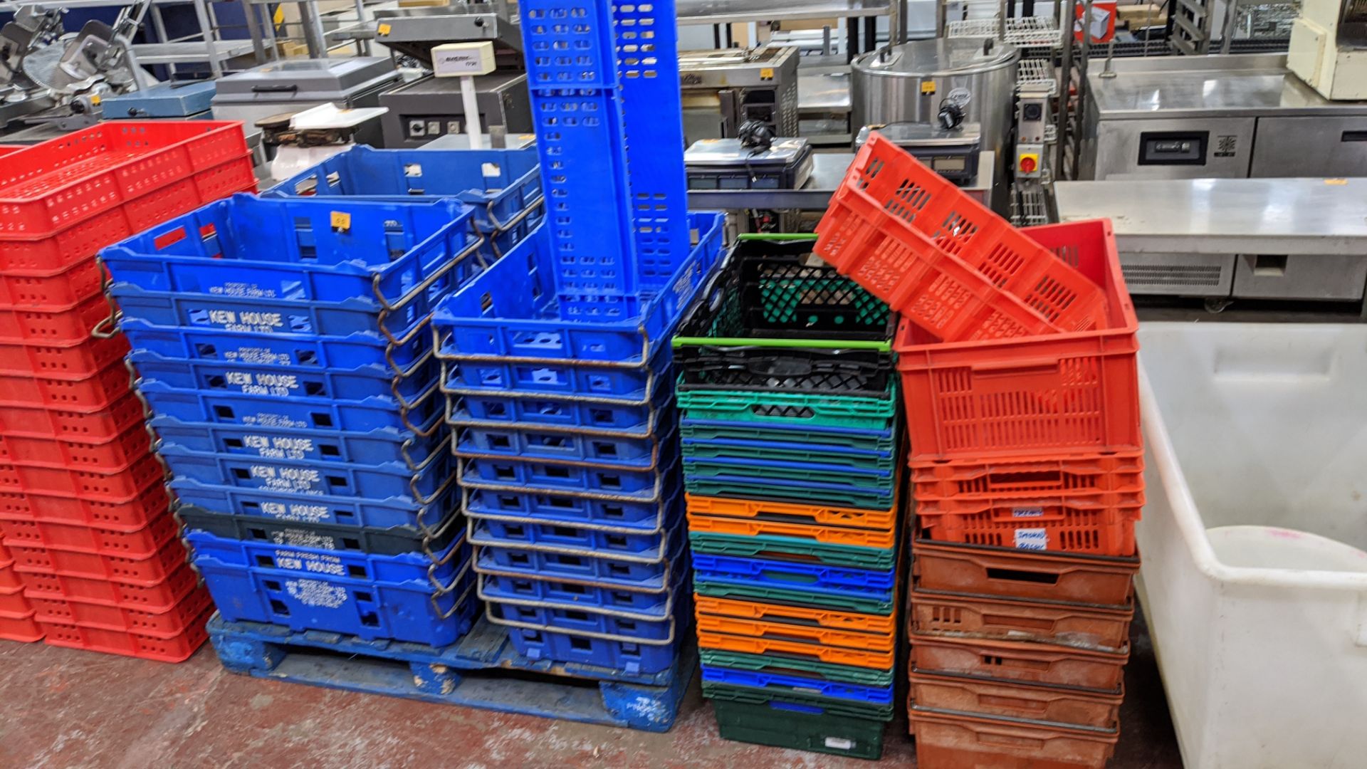 Large quantity of assorted plastic crates in 5 stacks. NB some of the crates have markings indicati - Image 2 of 6