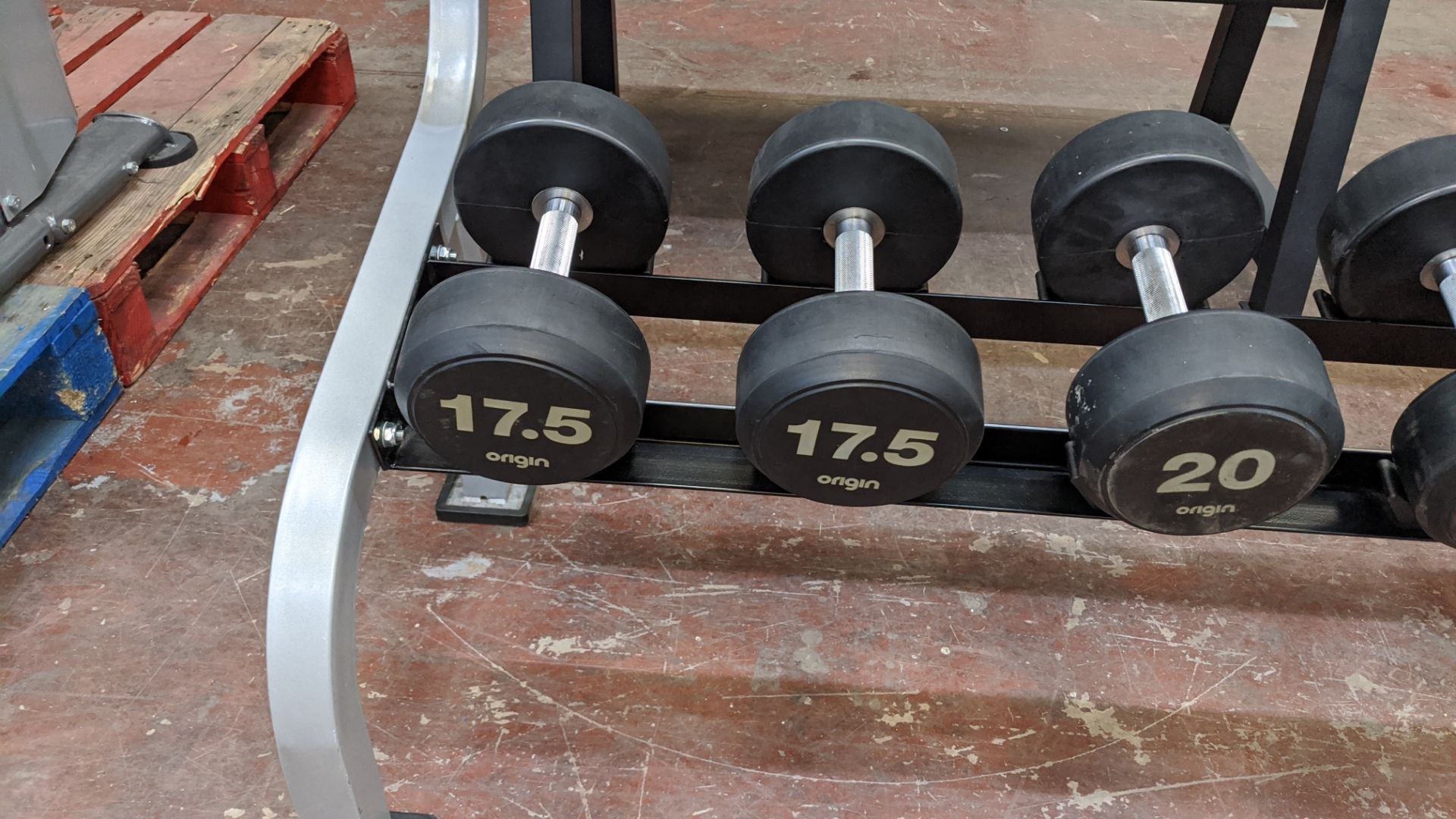 Origin RD2 rubber dumbbell set including rack. Updated lot description - Image 9 of 20