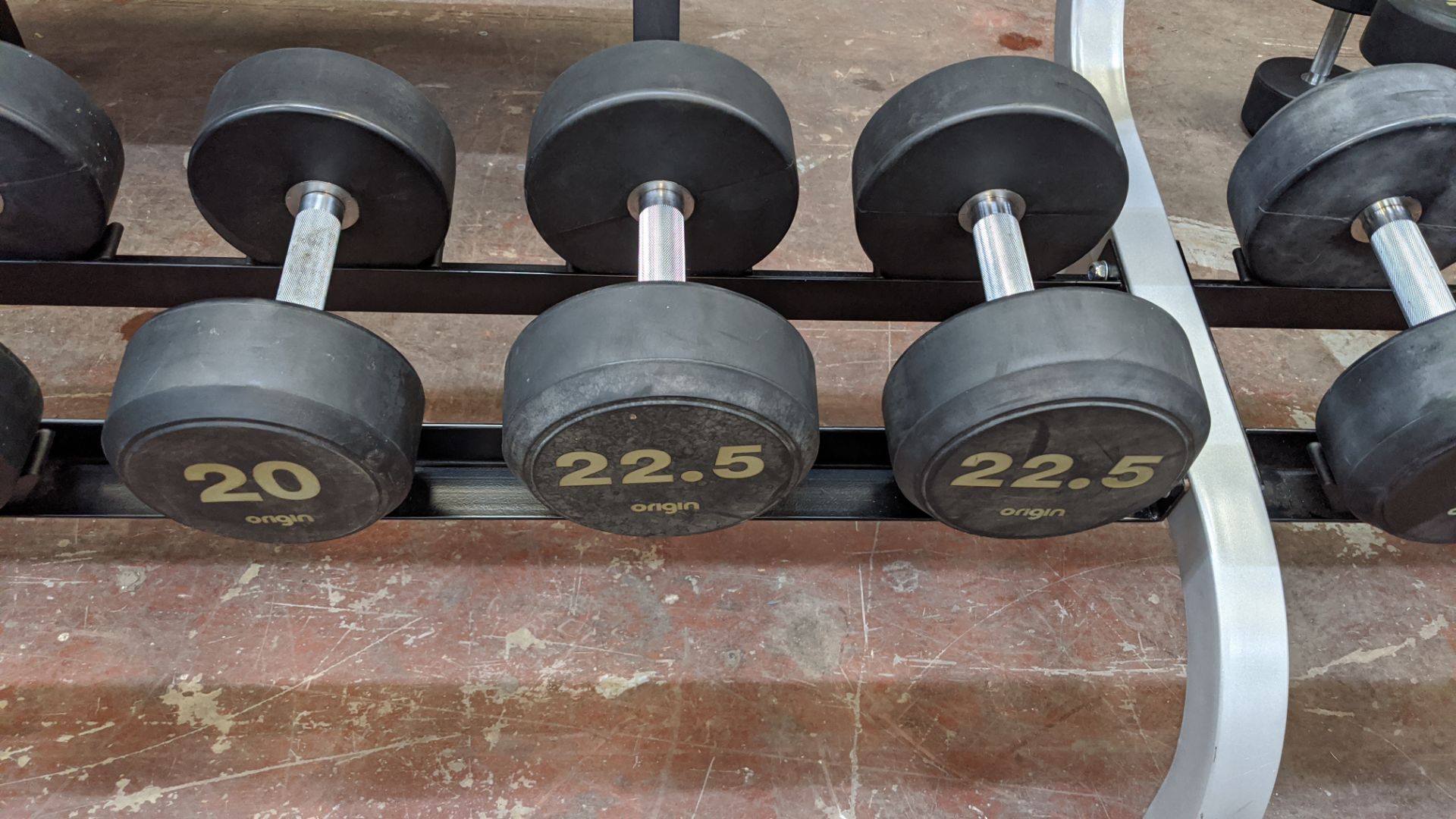 Origin RD2 rubber dumbbell set including rack. Updated lot description - Image 11 of 20