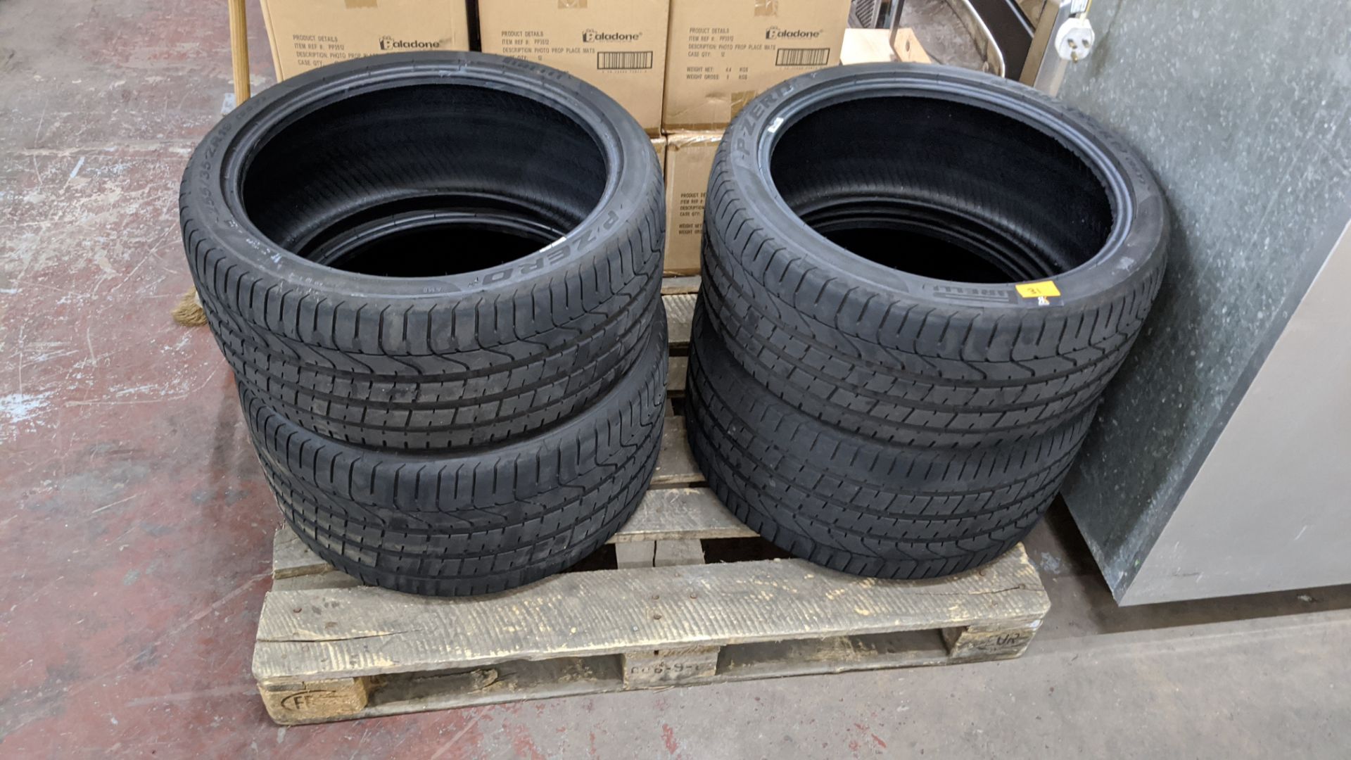 Set of 4 Pirelli P-ZERO tyres, 295/30/ZR19 rear and 255/35/ZR19 front, AM8/Aston Martin designation