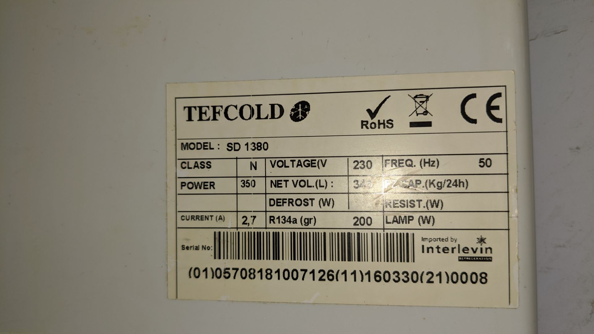 Tefcold SD1380 white single door fridge - Image 5 of 7