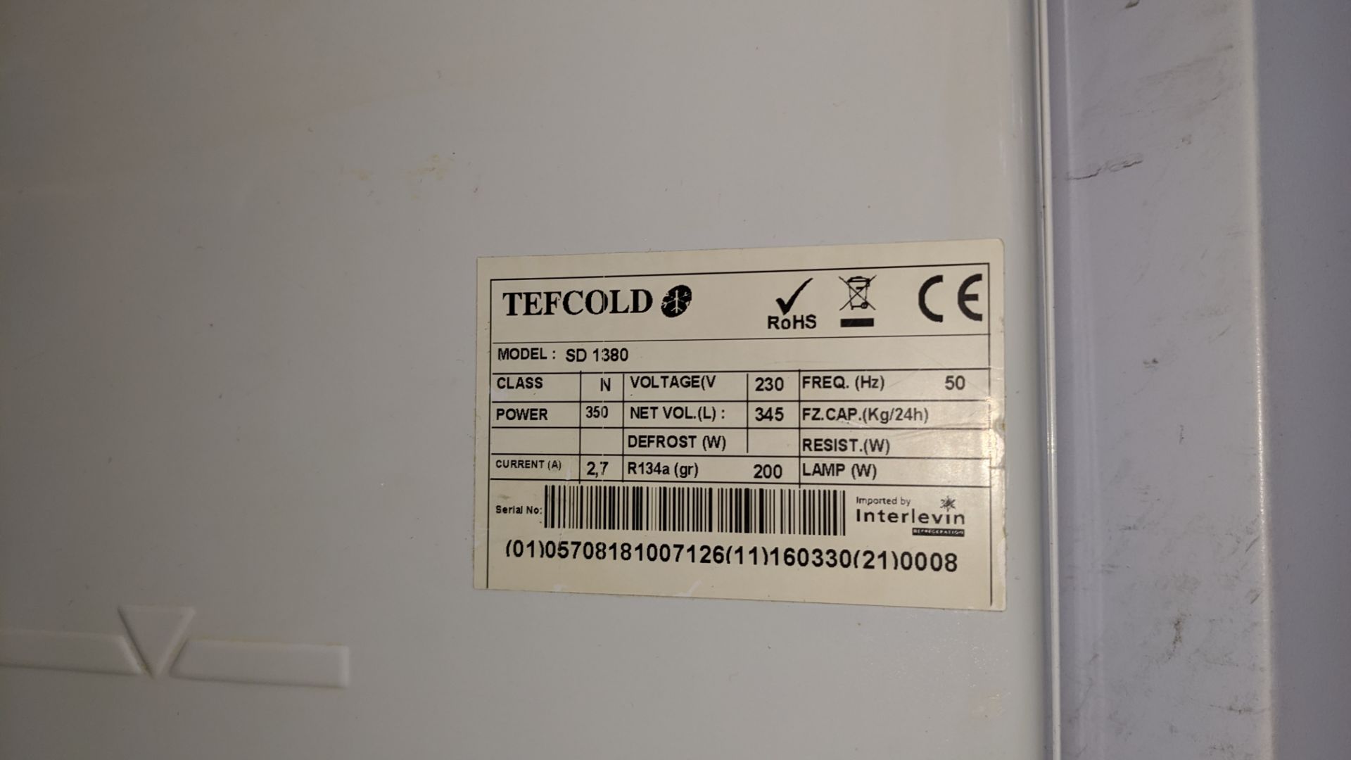 Tefcold SD1380 white single door fridge - Image 6 of 7