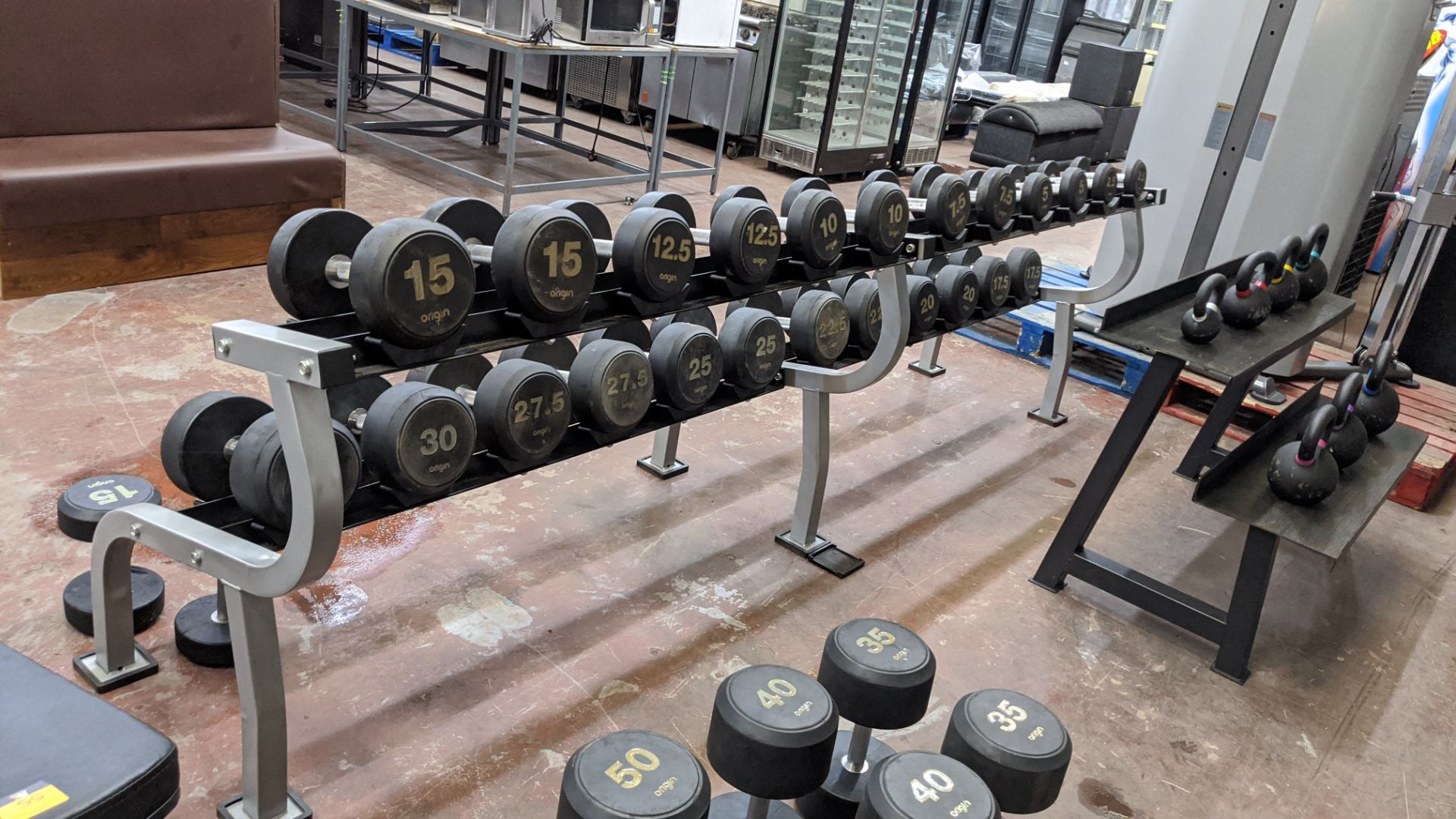 Origin RD2 rubber dumbbell set including rack. Updated lot description - Image 19 of 20