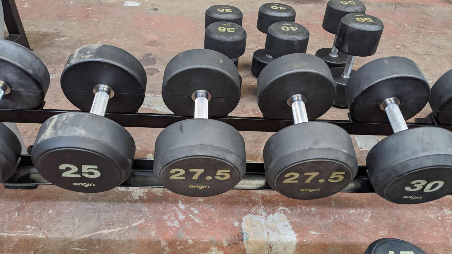 Origin RD2 rubber dumbbell set including rack. Updated lot description - Image 13 of 20