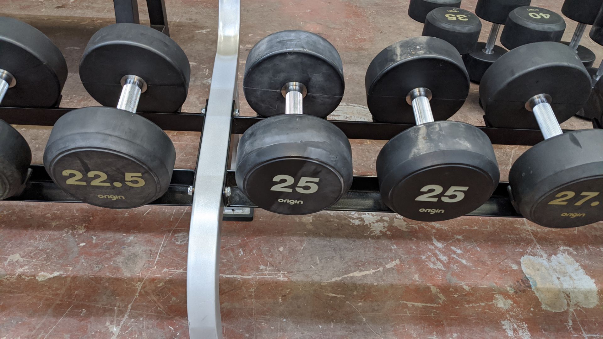 Origin RD2 rubber dumbbell set including rack. Updated lot description - Image 12 of 20