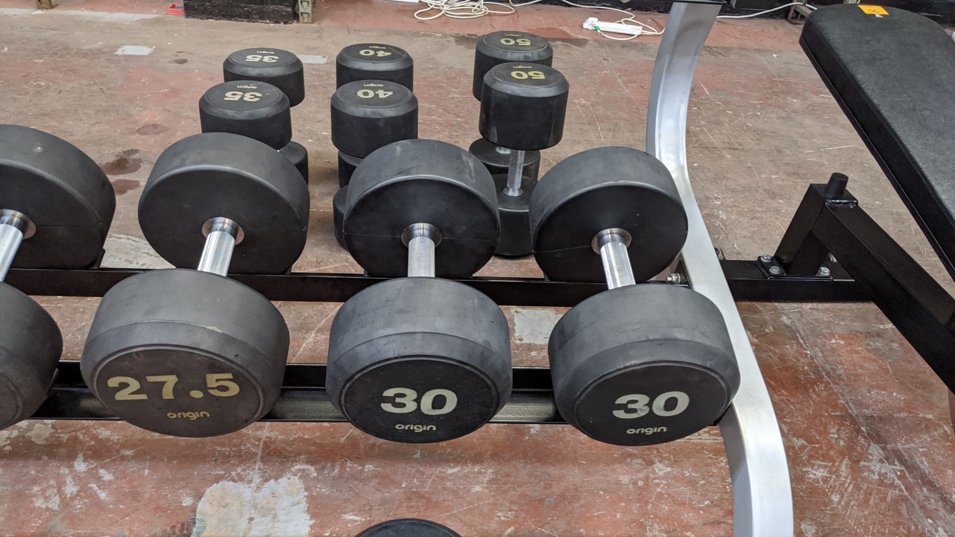 Origin RD2 rubber dumbbell set including rack. Updated lot description - Image 14 of 20