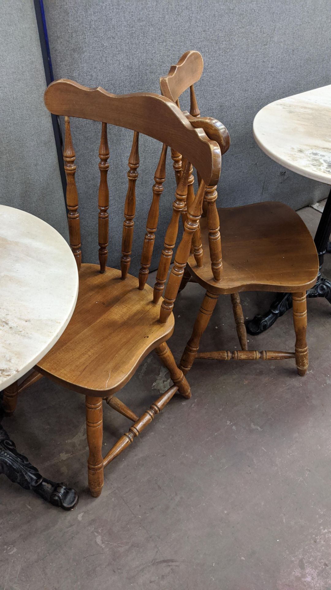 13 off wooden dining chairs, each with 6 spindle backs - the colours of these chairs vary a little, - Image 4 of 7