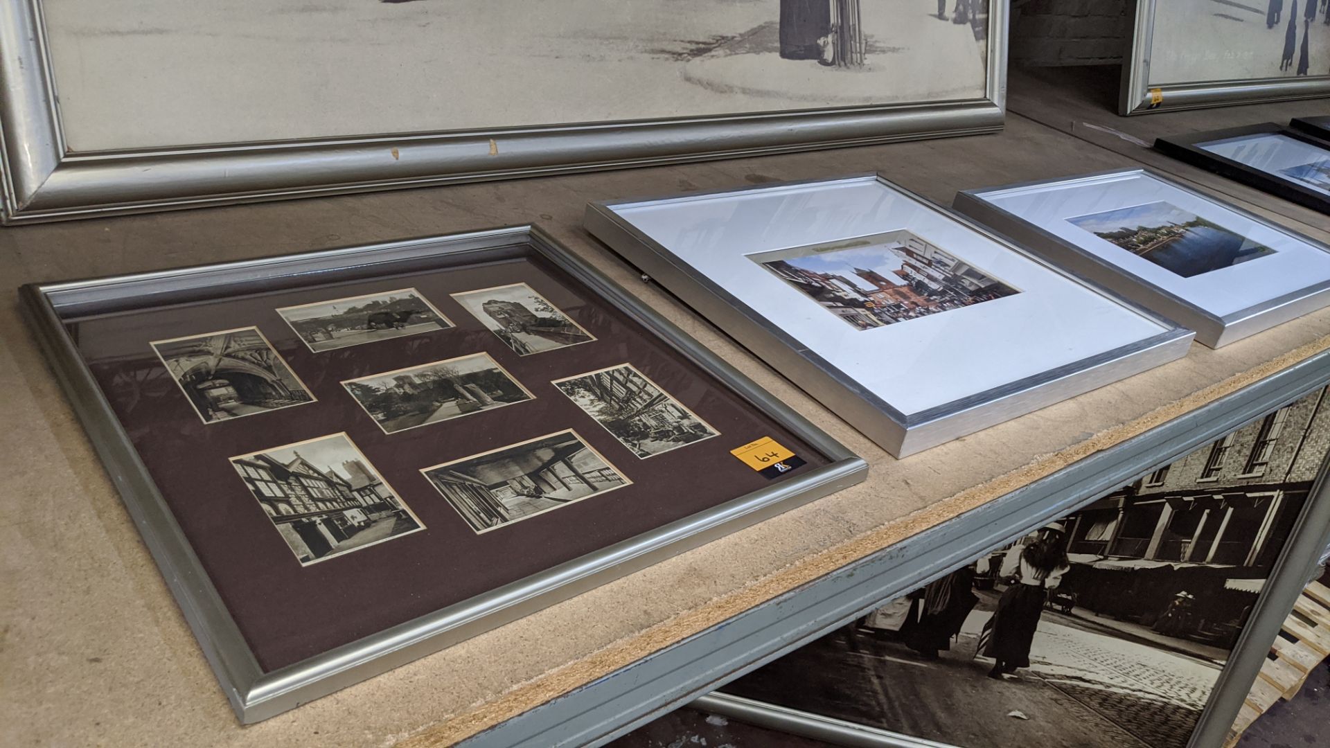 Assorted photographs of Chester comprising one frame with 7 small photographs & 2 larger frames, eac