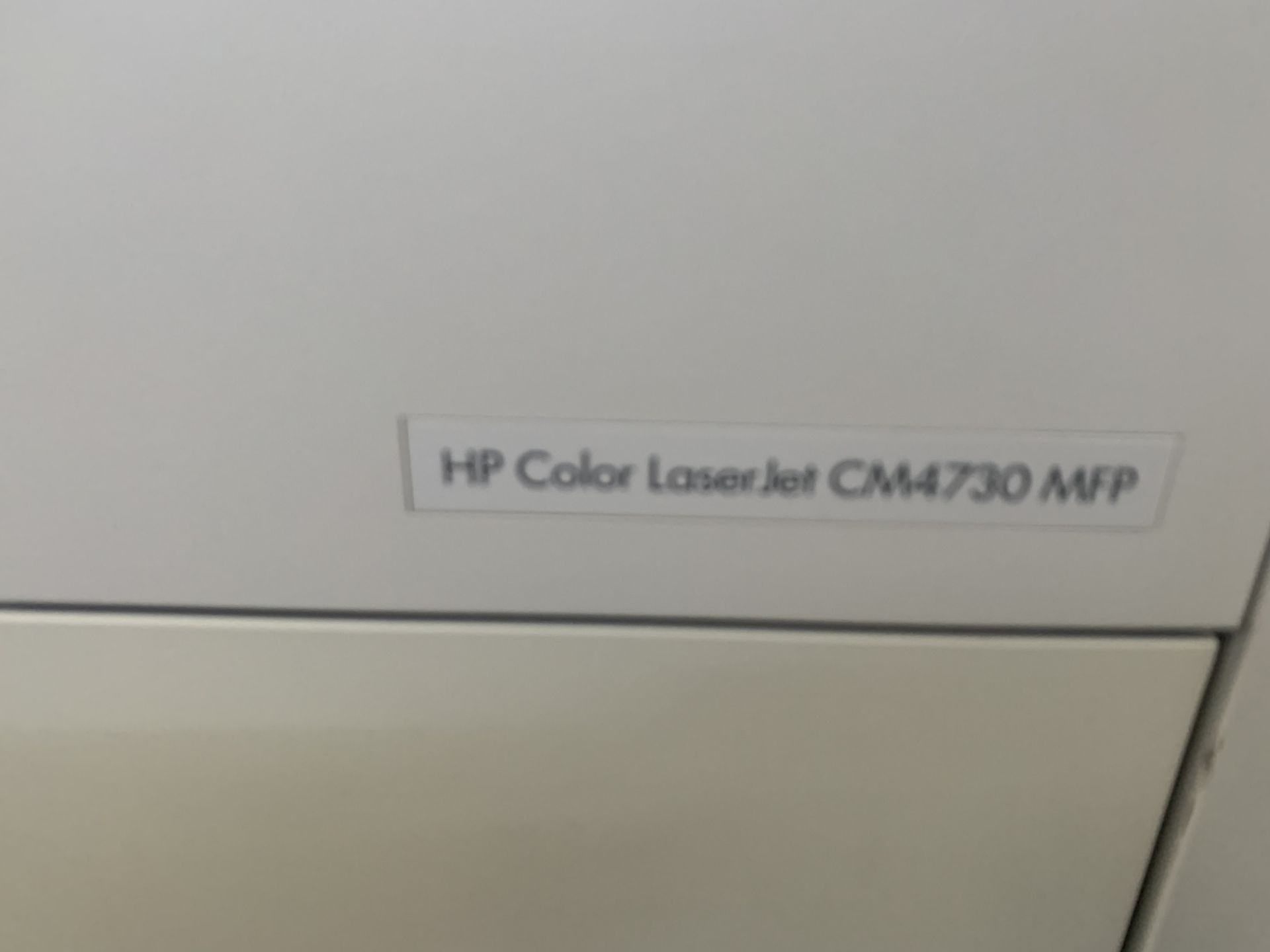 HP ColorSphere Color LaserJet multifunction printer model CM4730MFP. Pedestal includes 3 large mult - Image 3 of 15