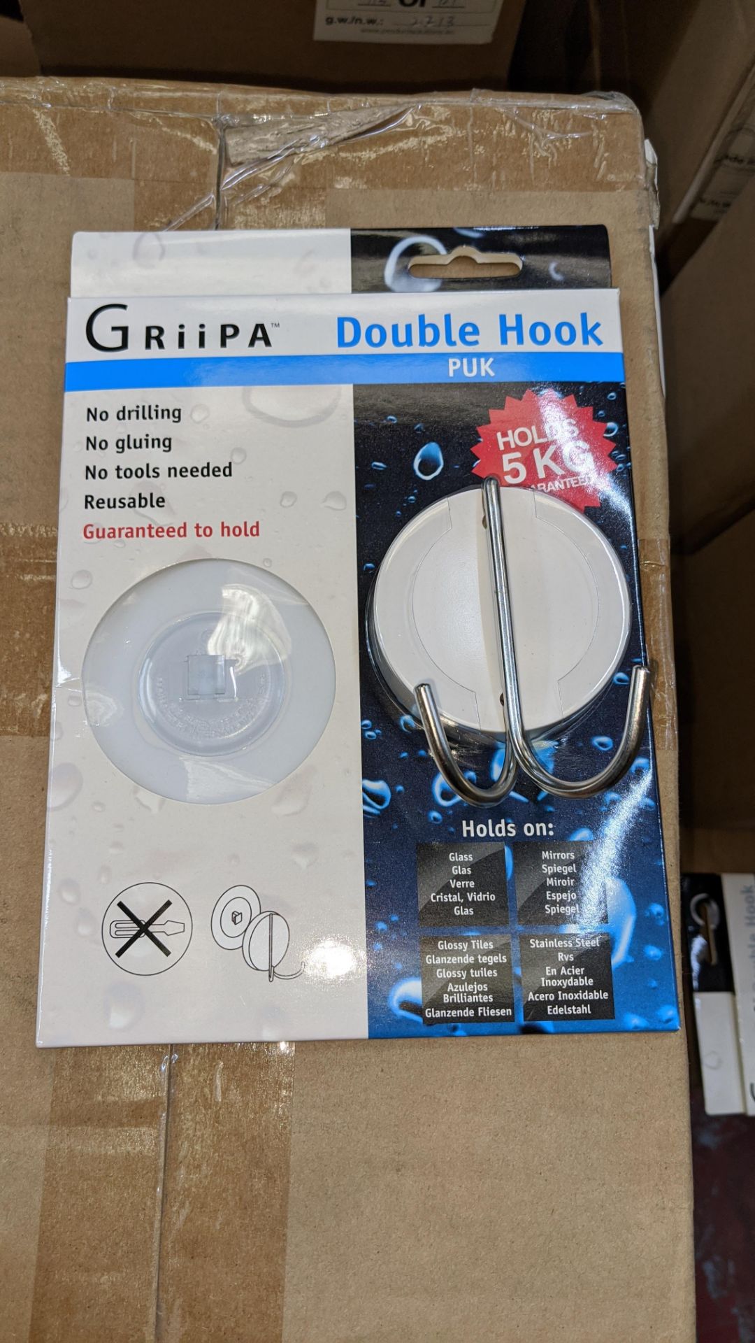 36 off Griipa Puk double hooks. Suction operated with 5kg capacity, each double hook is individuall - Image 4 of 4