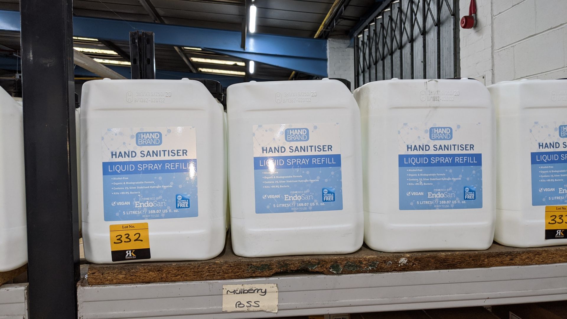 6 off 5 litre tubs of The Hand Brand hand sanitiser liquid spray, alcohol free, organic & biodegrada