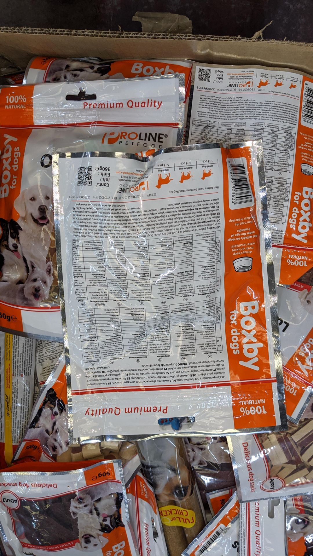 Large box of dog snacks including Proline original sushi - best before date has expired - Image 4 of 4