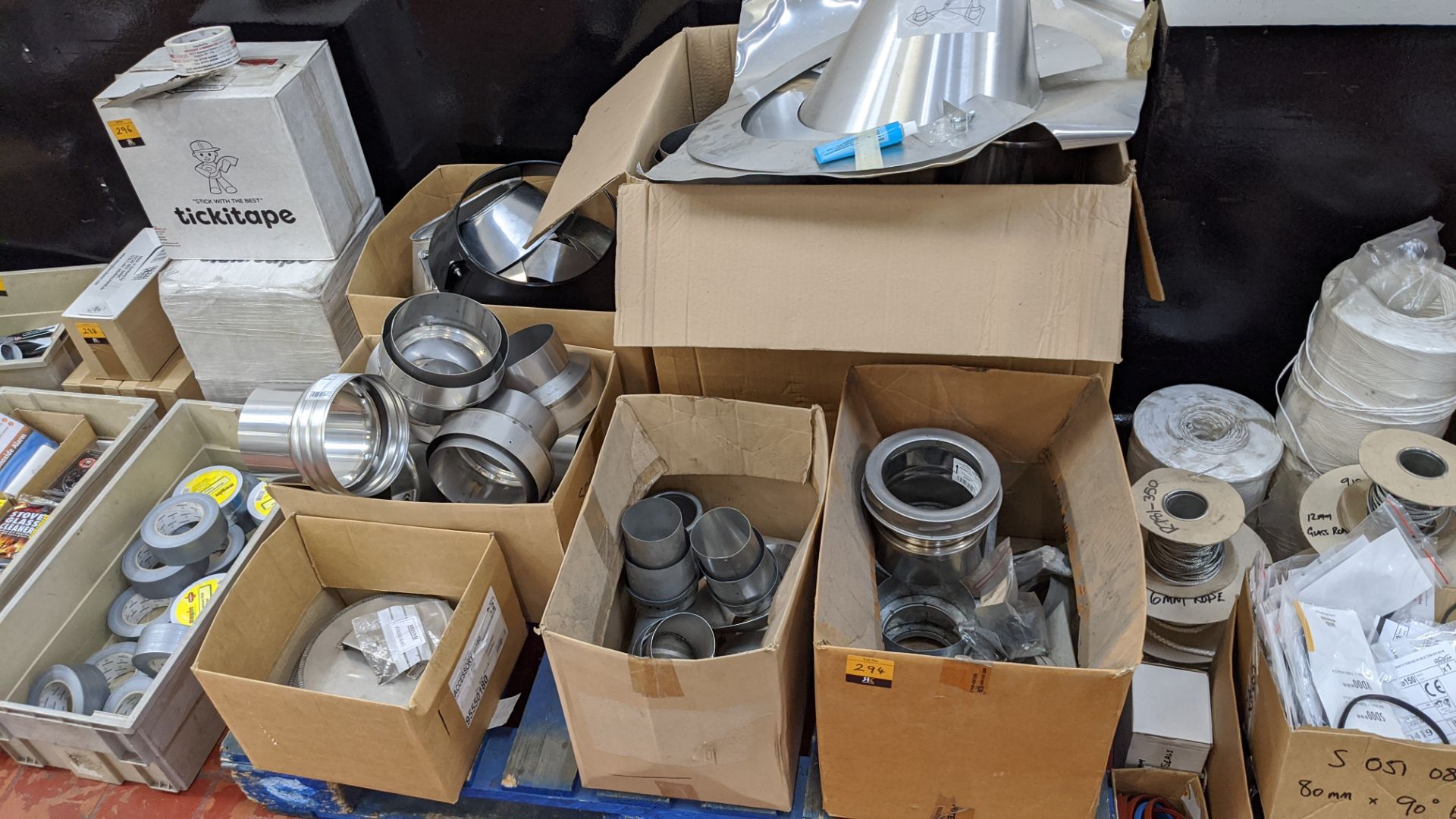 The contents of a pallet of assorted chimney components