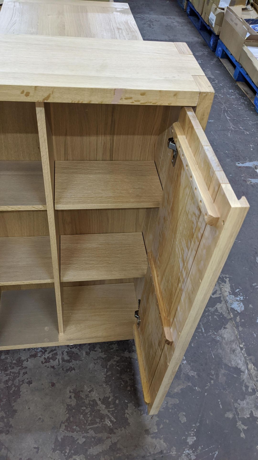 3 pieces of oak finish furniture comprising large media storage unit, smaller media storage unit & h - Image 7 of 11